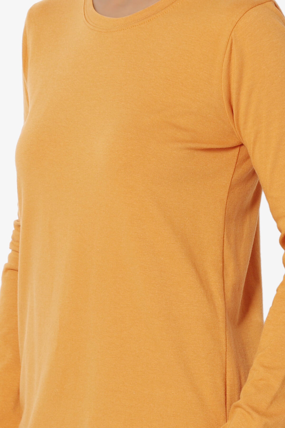 Lasso Cotton Crew Neck Long Sleeve T-Shirt MUSTARD_5