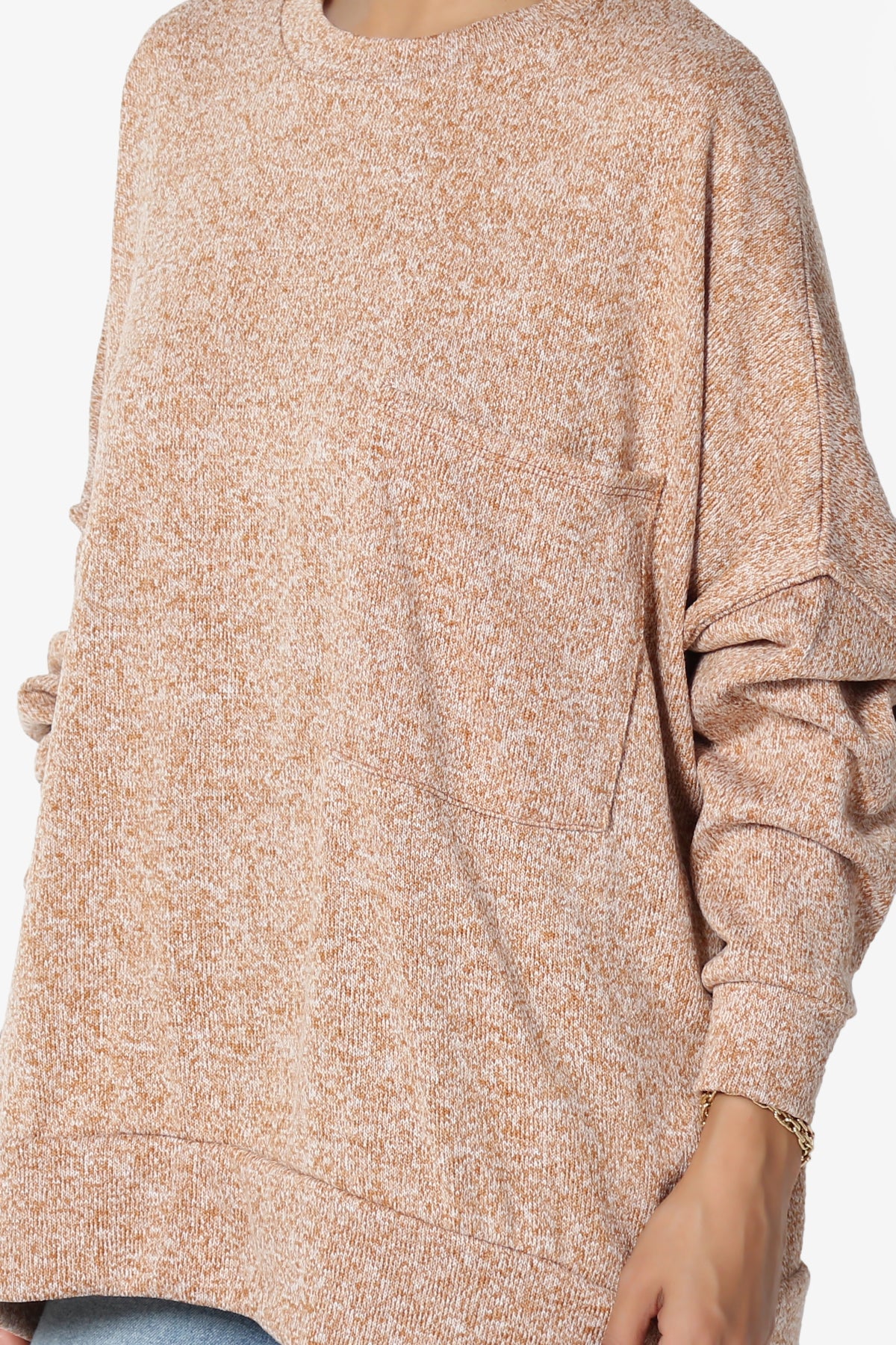 Forge Melange Knit Hi-Low Pocket Sweater PLUS