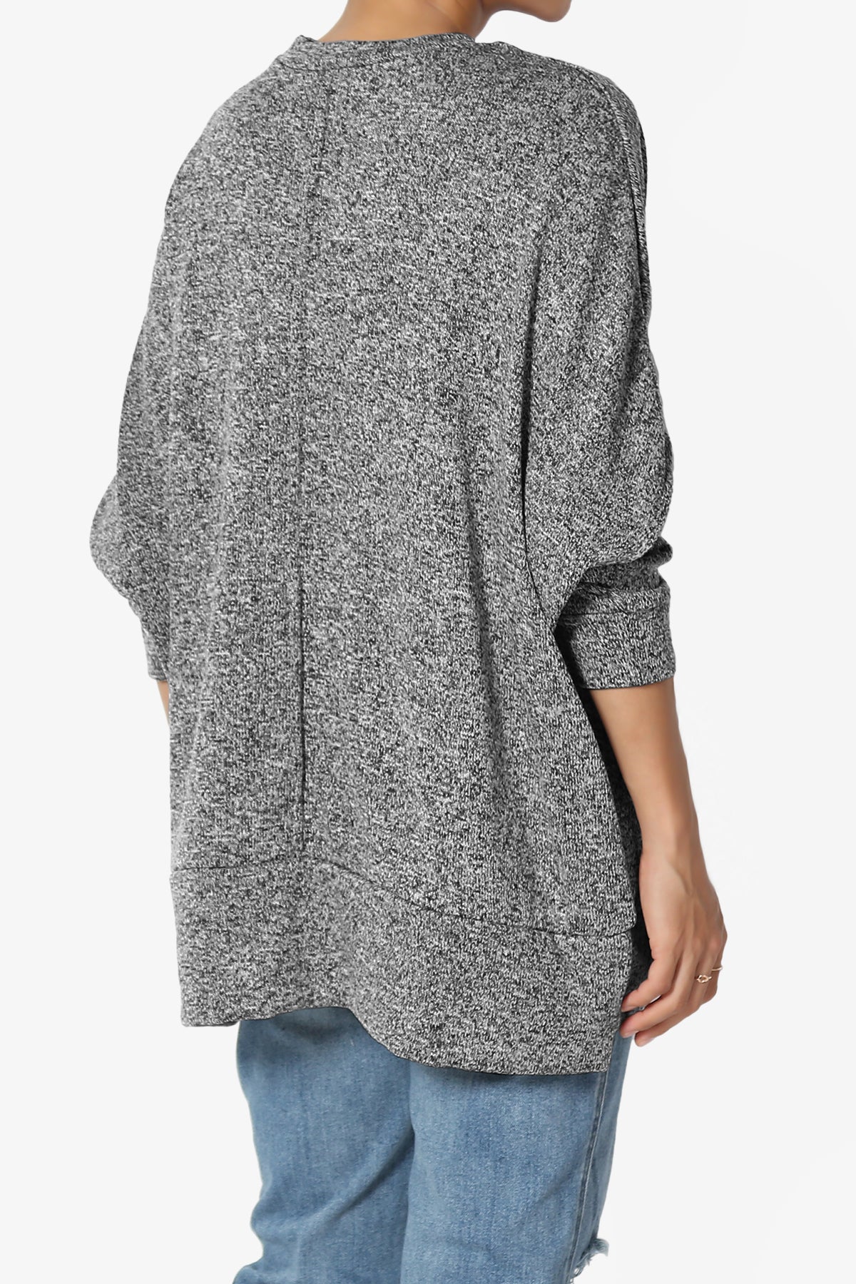 Forge Melange Knit Hi-Low Pocket Sweater PLUS