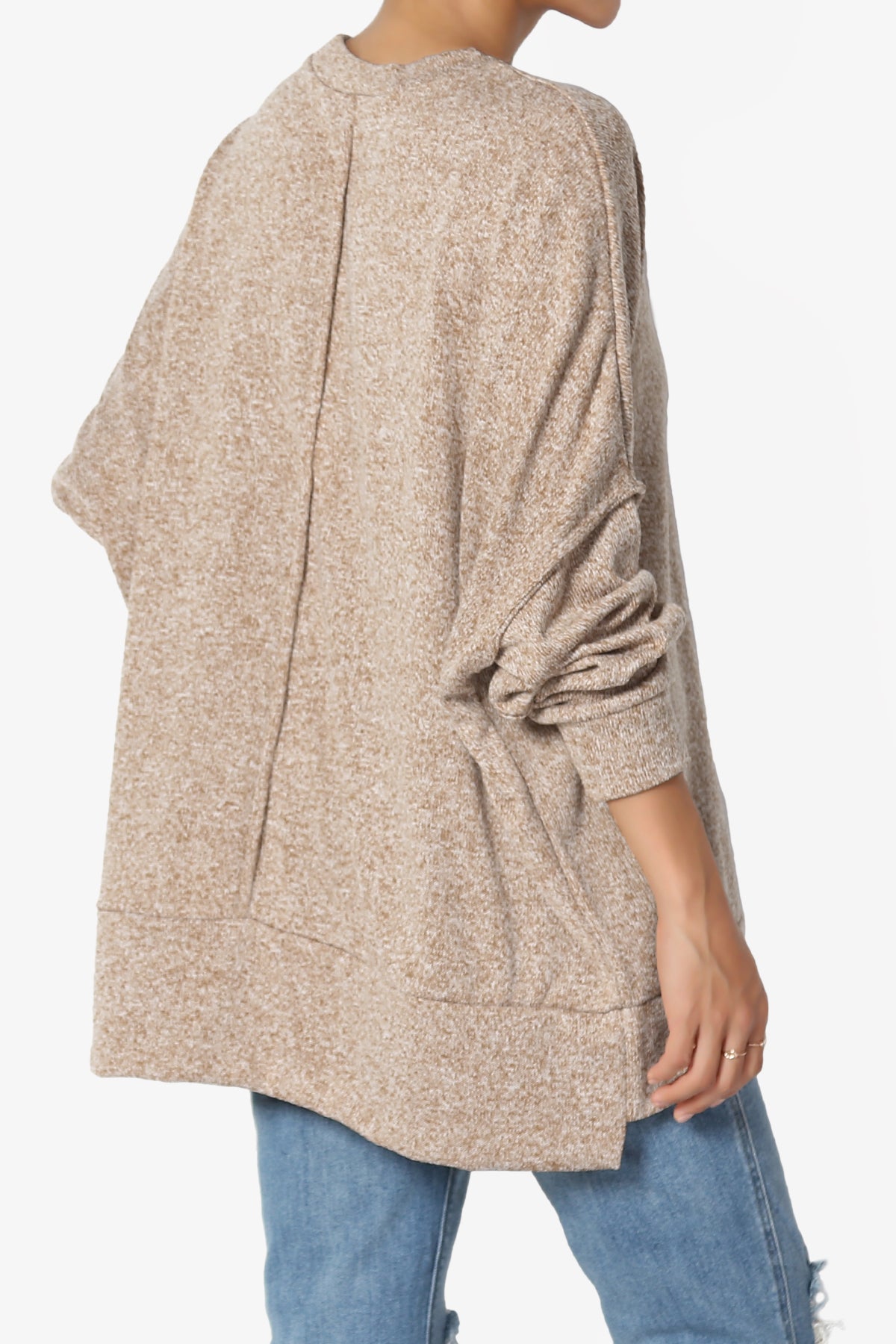 Forge Melange Knit Hi-Low Pocket Sweater PLUS