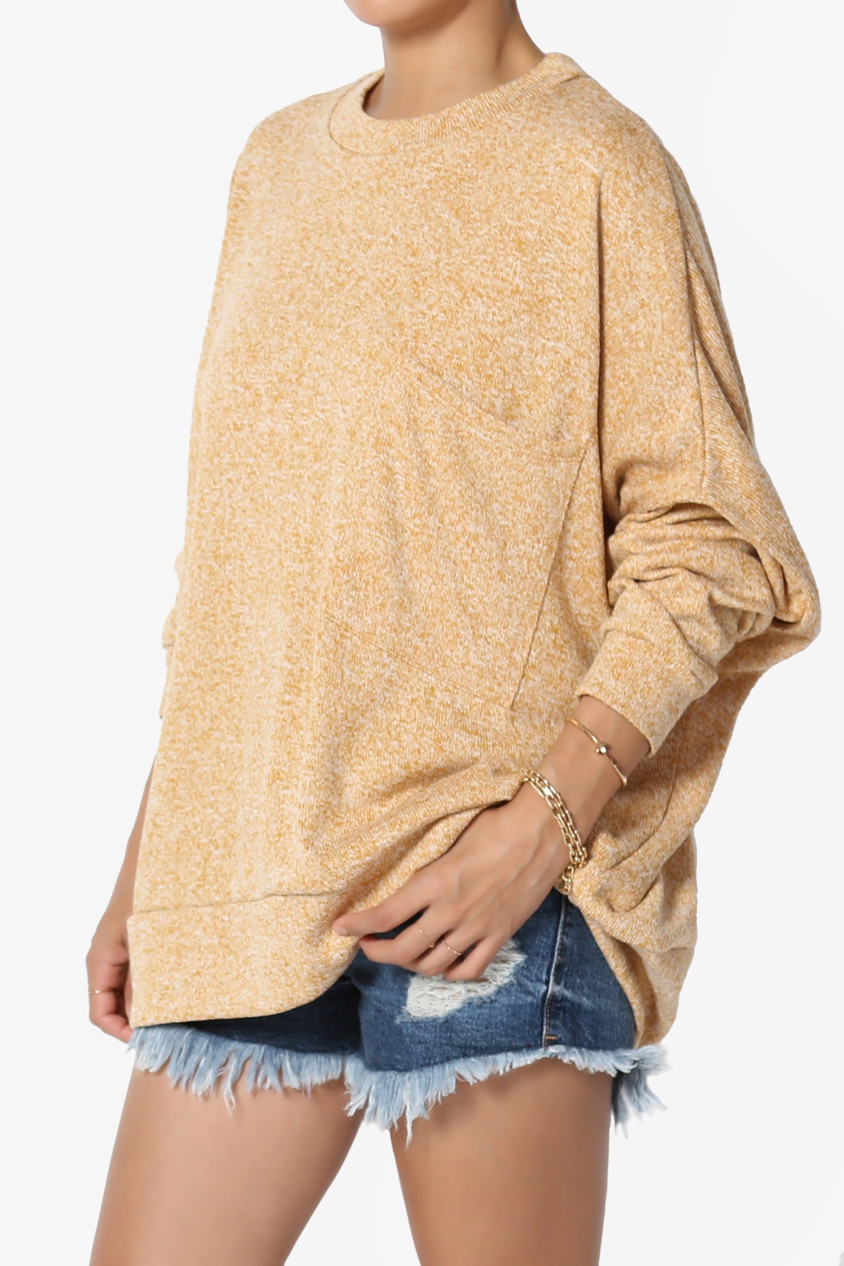 Forge Melange Knit Hi-Low Pocket Sweater PLUS