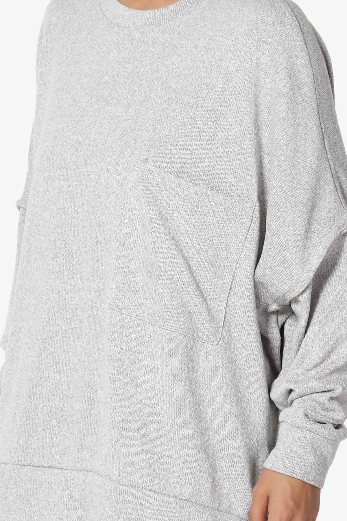 Forge Melange Knit Hi-Low Pocket Sweater PLUS