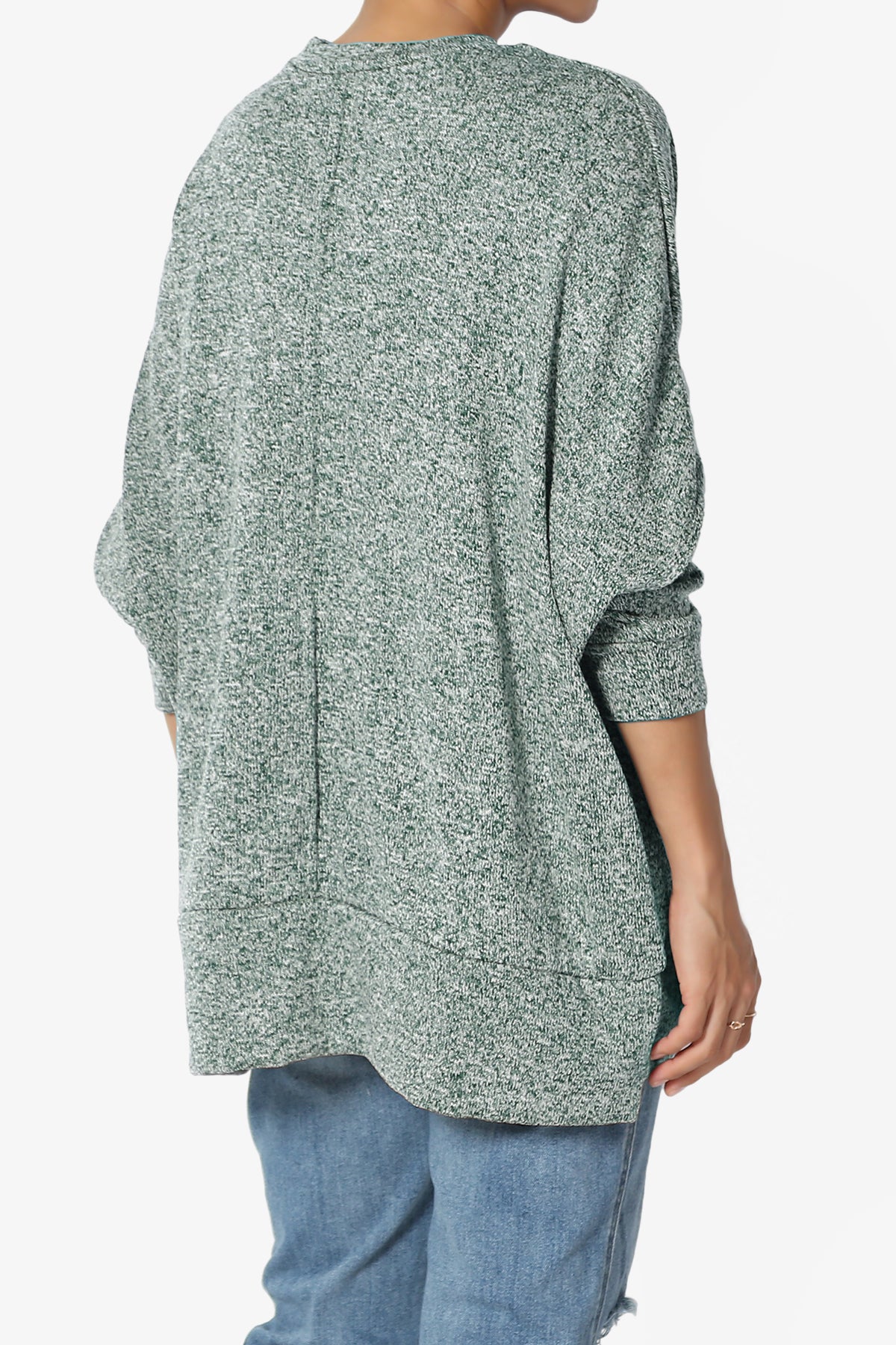 Forge Melange Knit Hi-Low Pocket Sweater PLUS