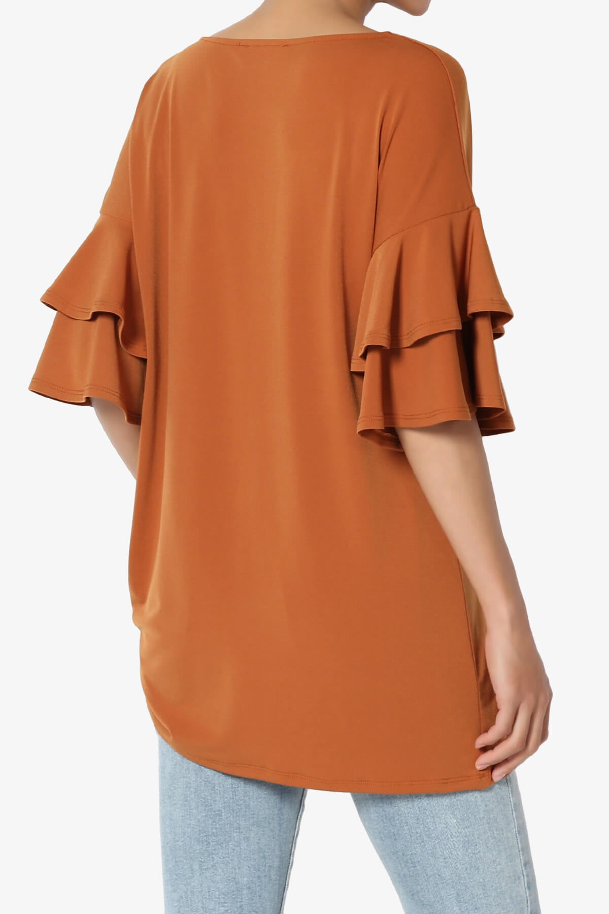 Omere Tiered Bell Sleeve Blouse ALMOND_4