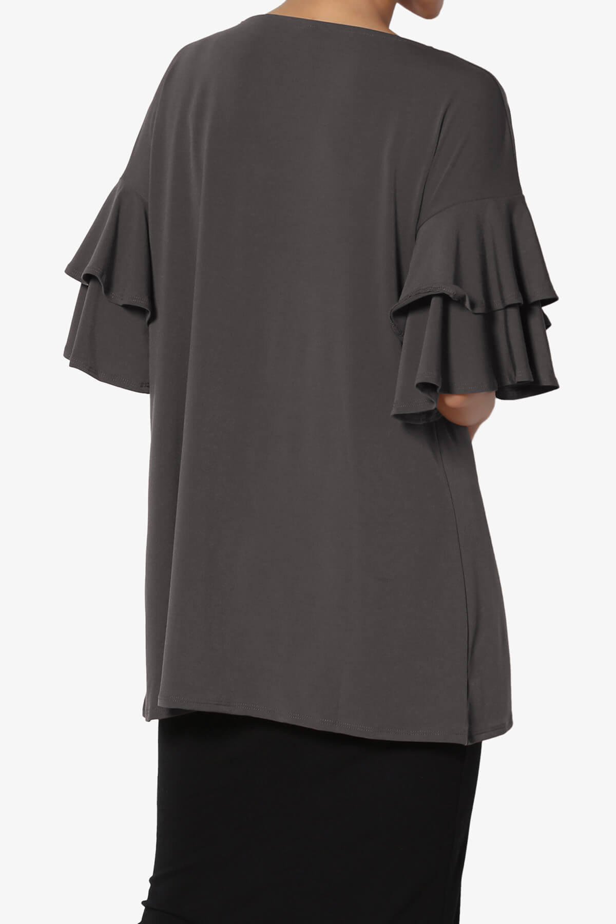 Omere Tiered Bell Sleeve Blouse ASH GREY_2