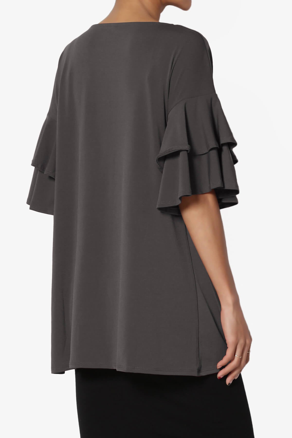 Omere Tiered Bell Sleeve Blouse ASH GREY_4