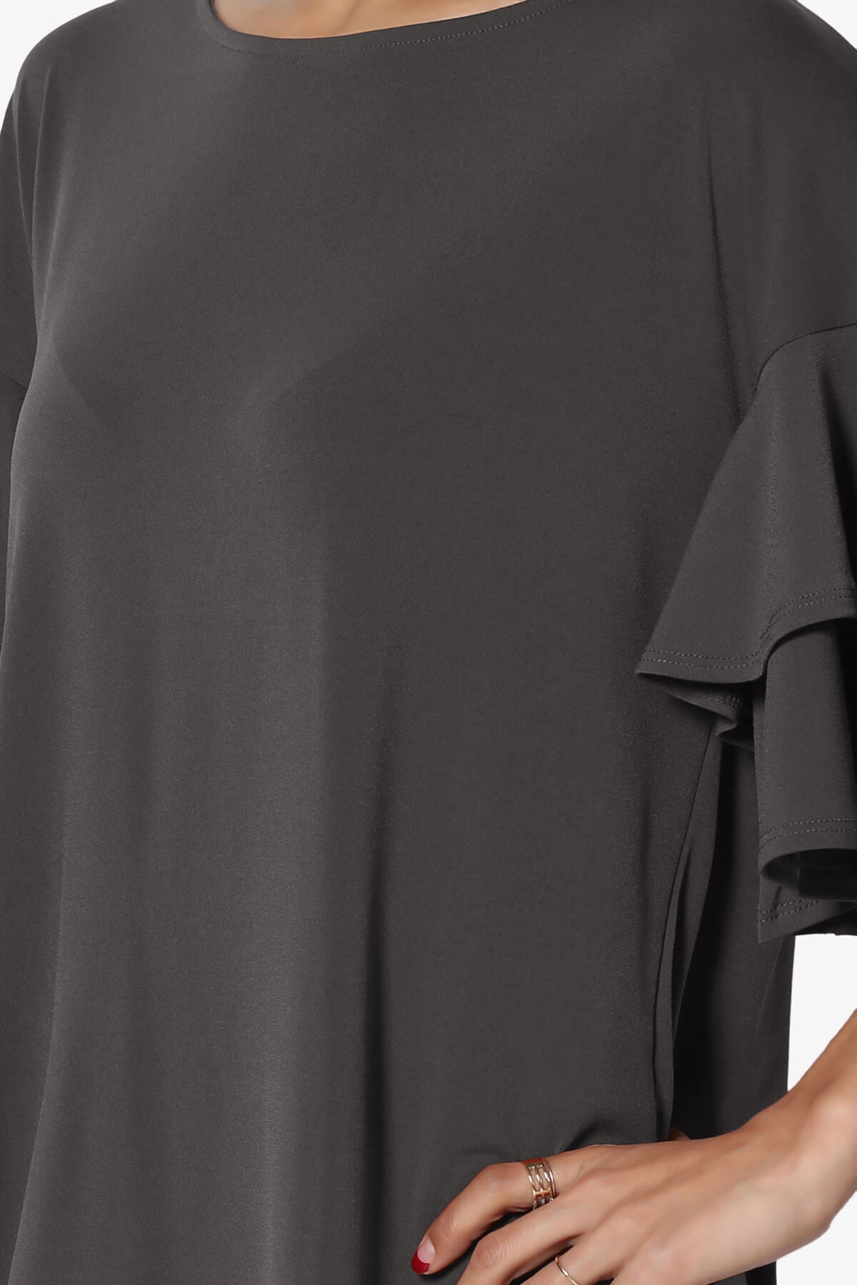 Omere Tiered Bell Sleeve Blouse ASH GREY_5