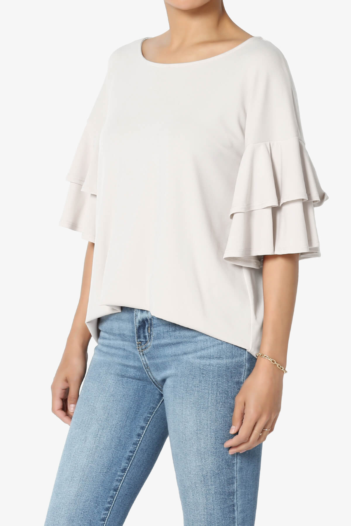 Omere Tiered Bell Sleeve Blouse BONE_3