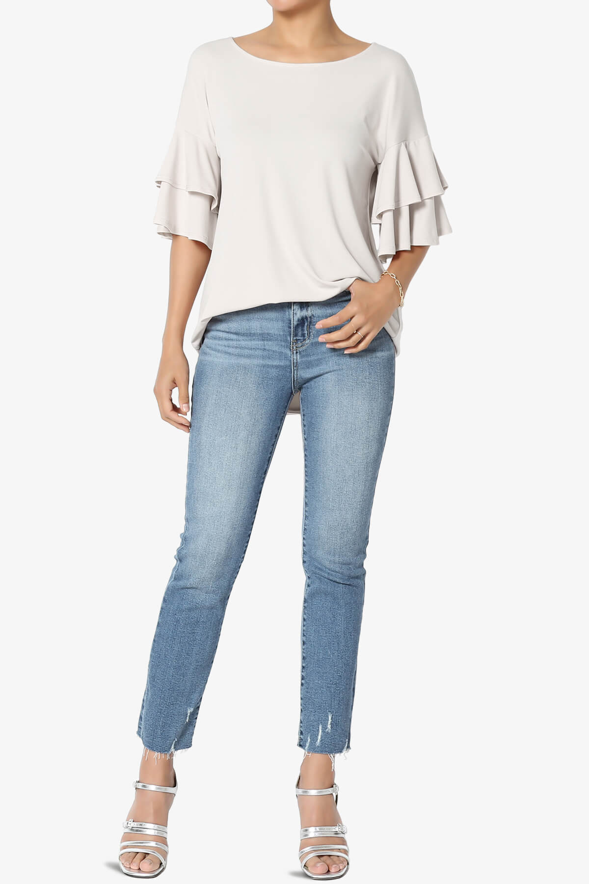 Omere Tiered Bell Sleeve Blouse BONE_6