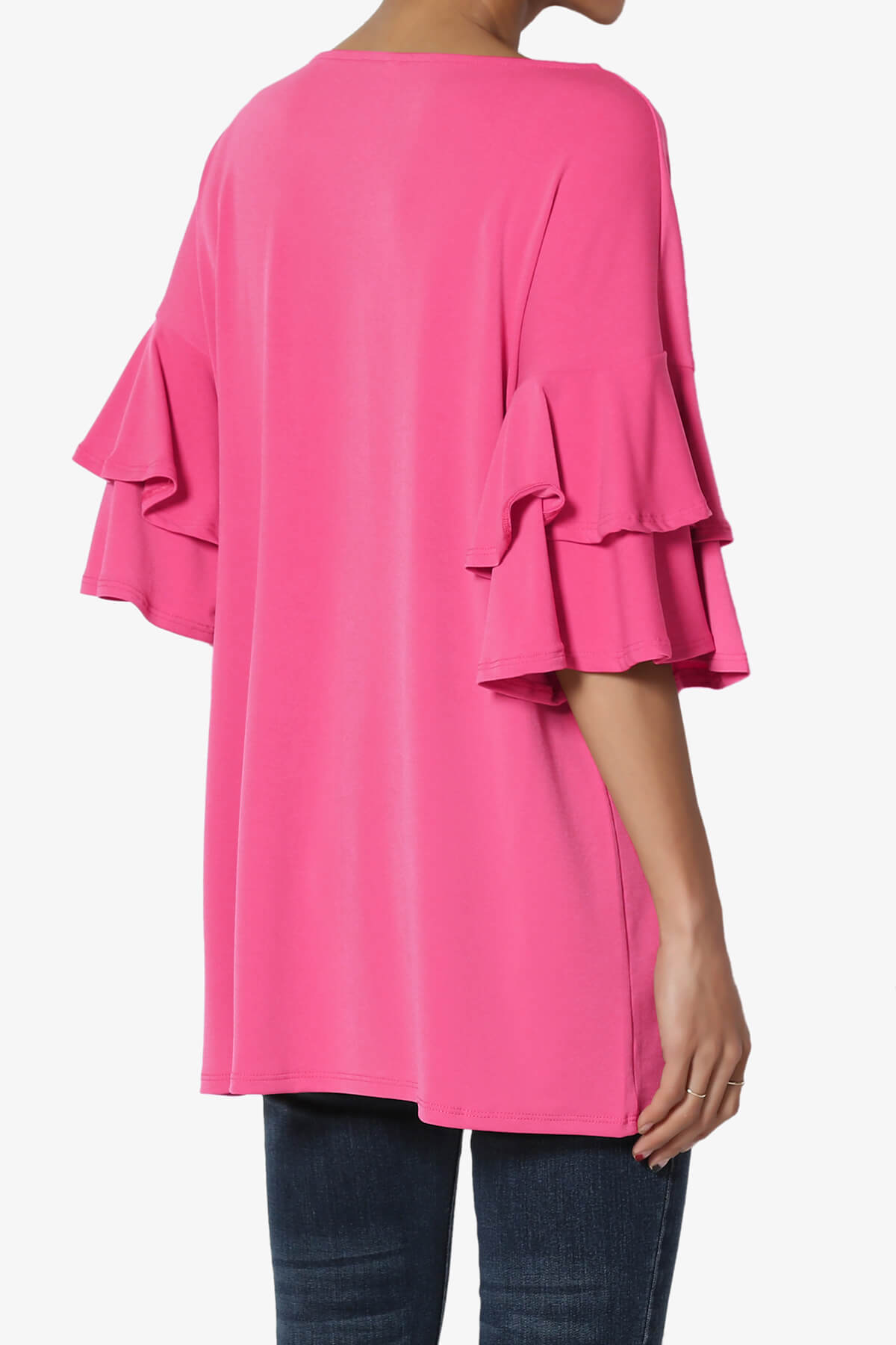 Omere Tiered Bell Sleeve Blouse FUCHSIA_4