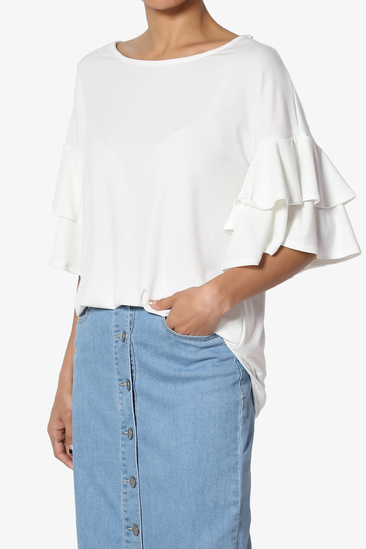 Omere Tiered Bell Sleeve Blouse IVORY_3