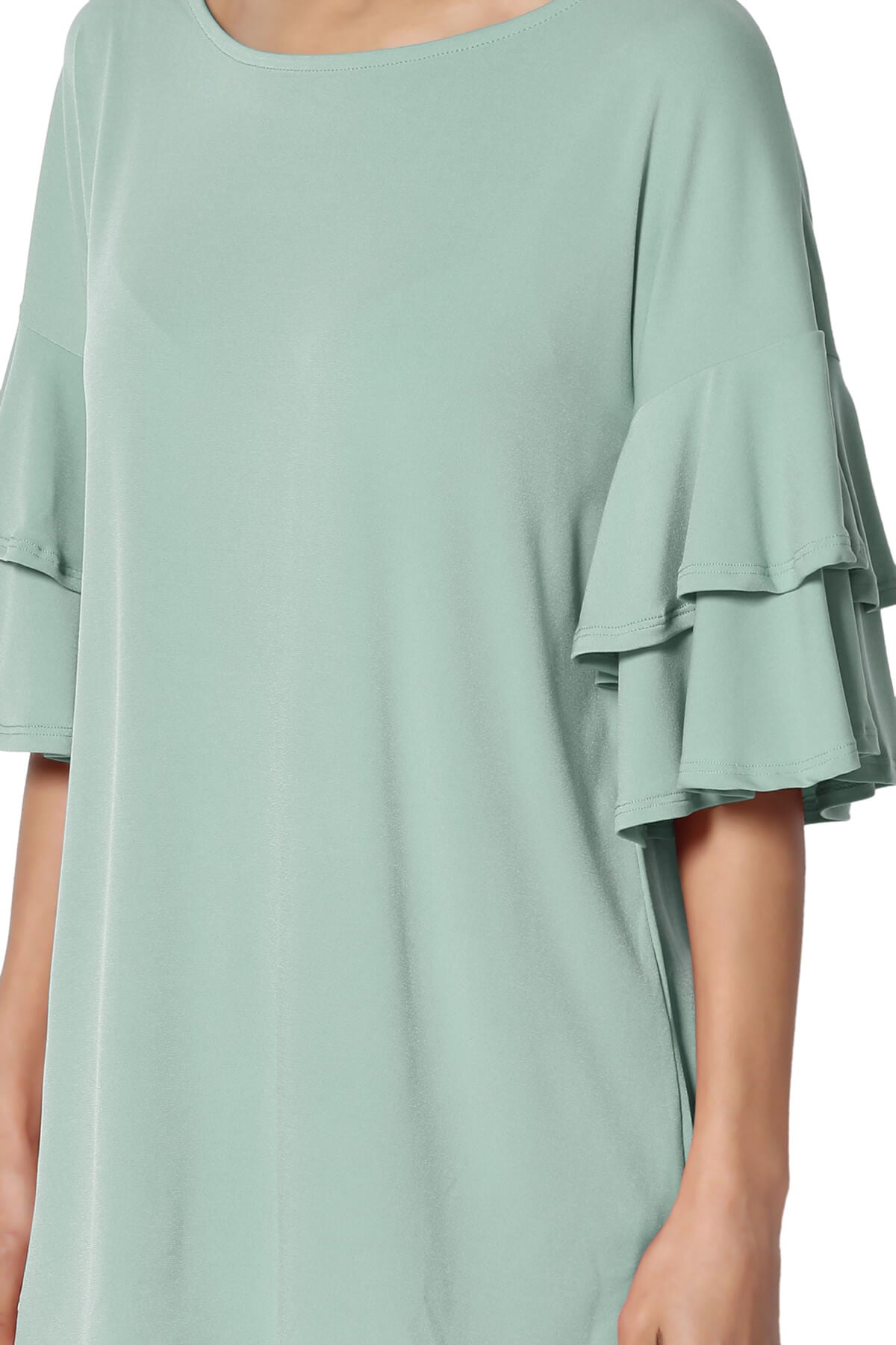 Omere Tiered Bell Sleeve Blouse LIGHT GREEN_5