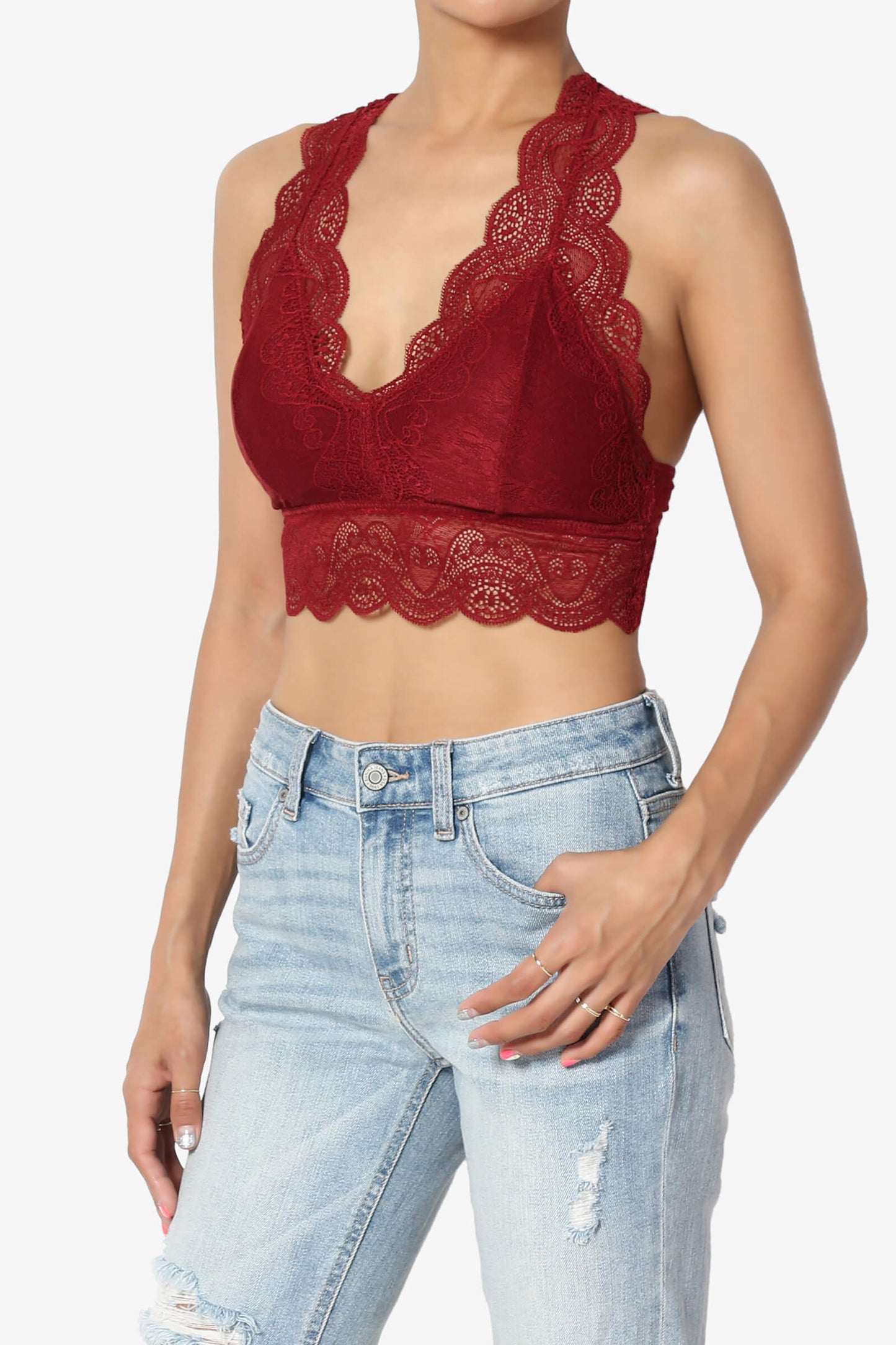 Adrienne Lace Padded Bralette BURGUNDY_3