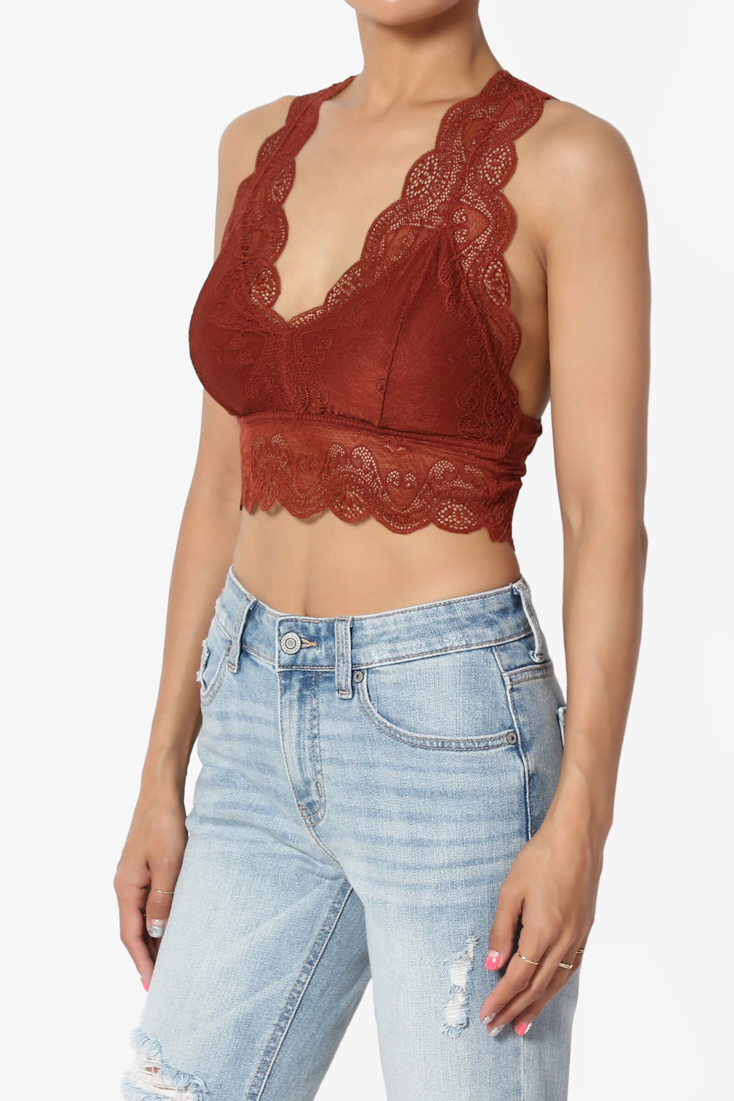 Adrienne Lace Padded Bralette DARK RUST_3
