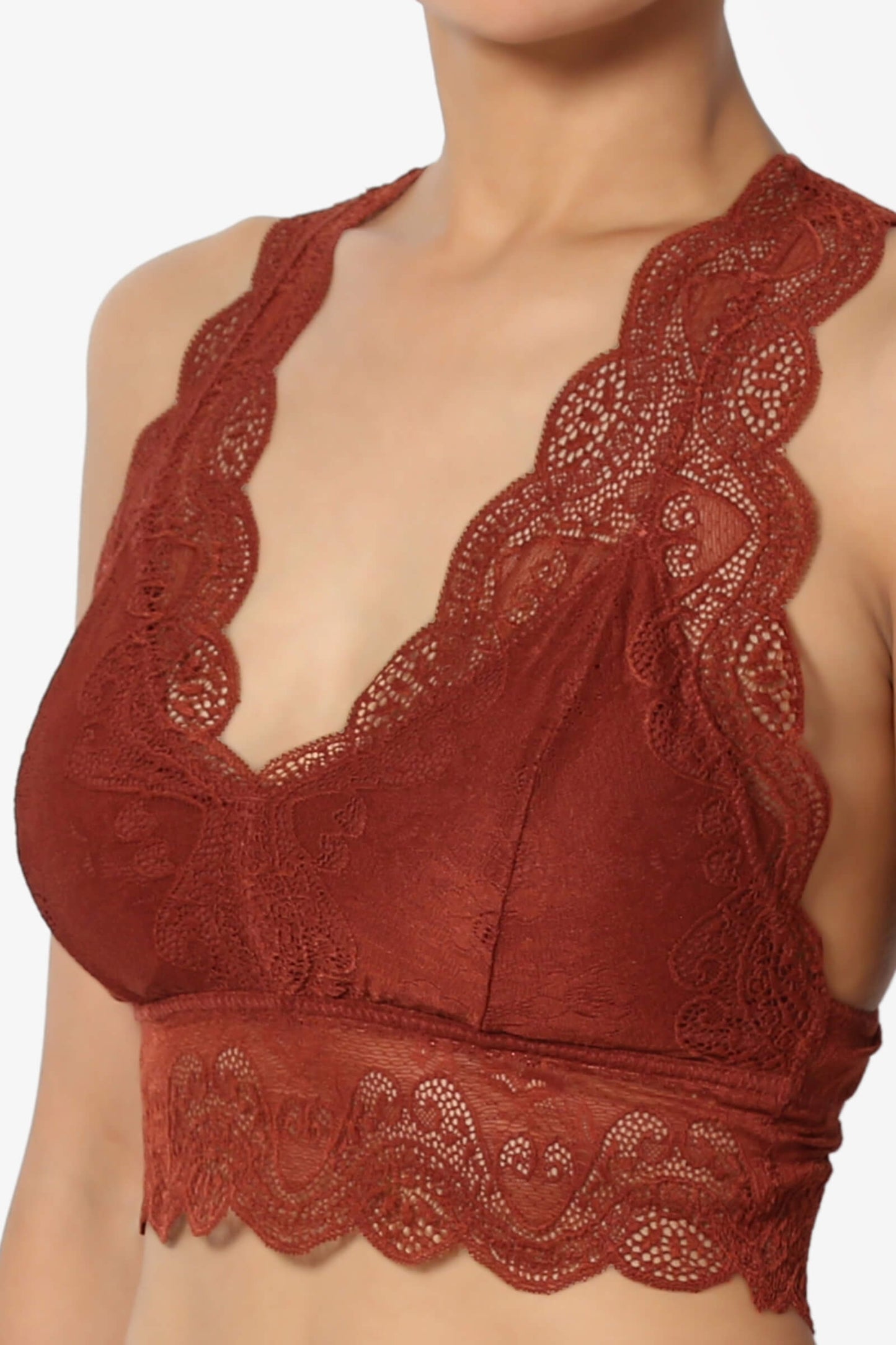 Adrienne Lace Padded Bralette DARK RUST_5