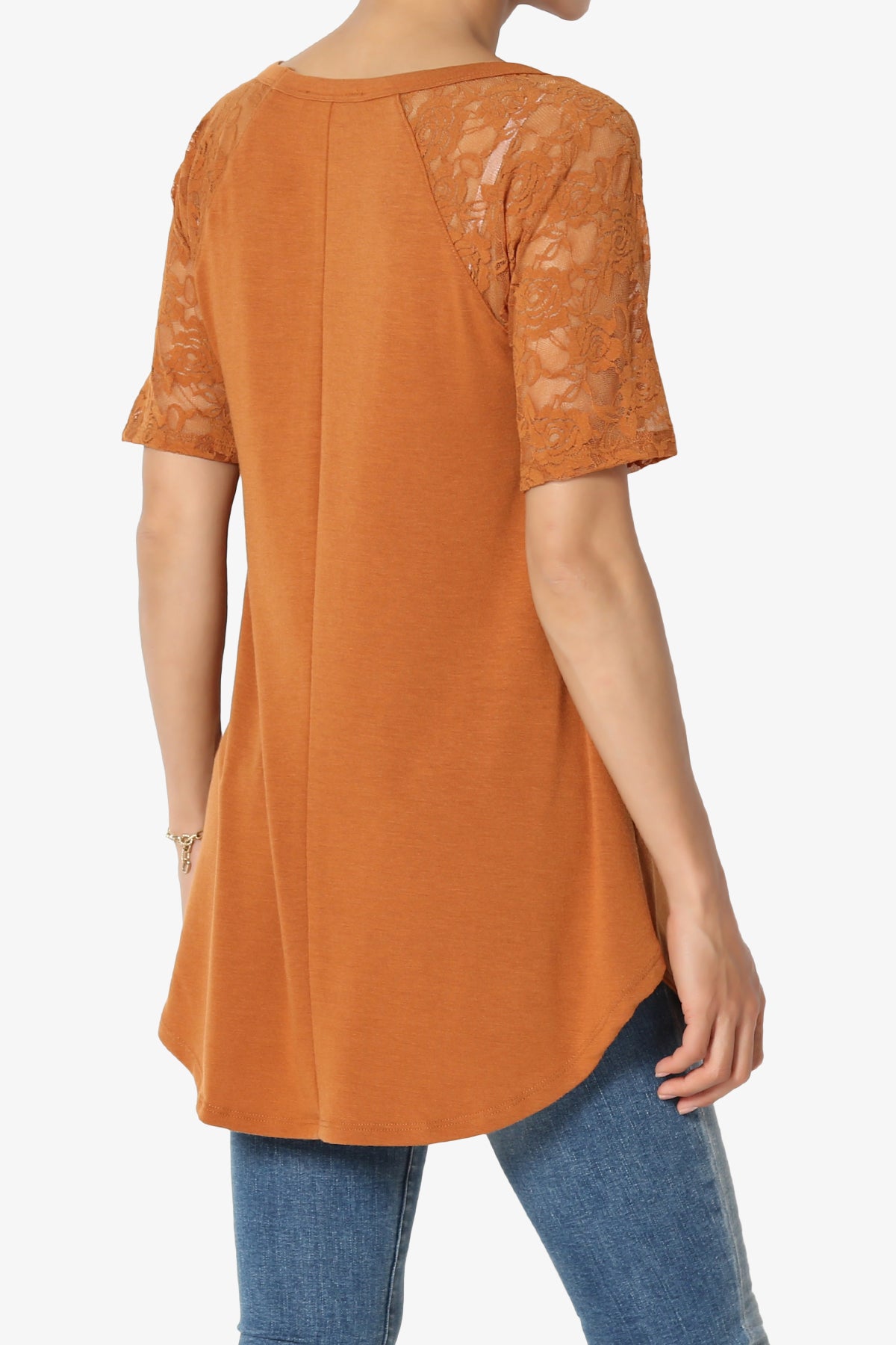 Helisa Lace Sleeve Jersey Top PLUS
