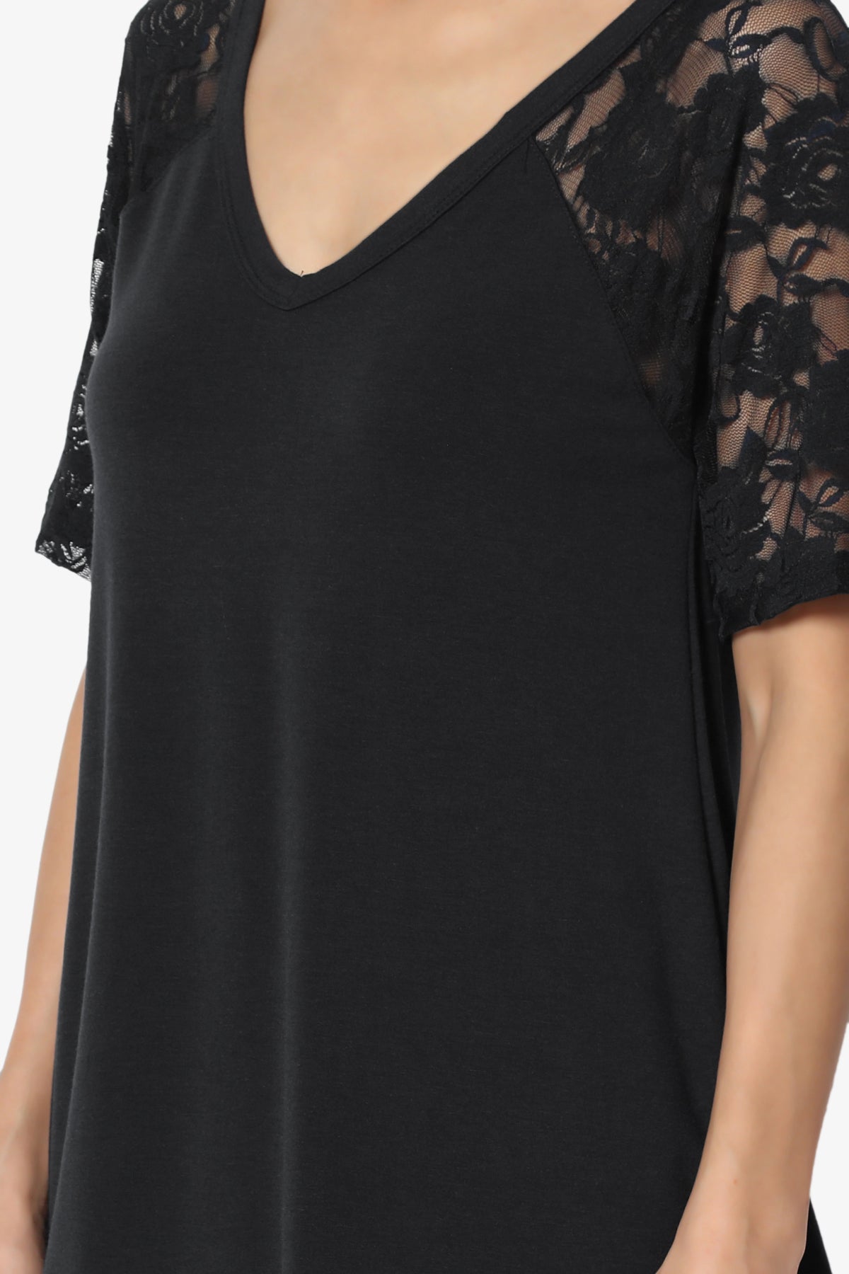 Helisa Lace Sleeve Jersey Top PLUS