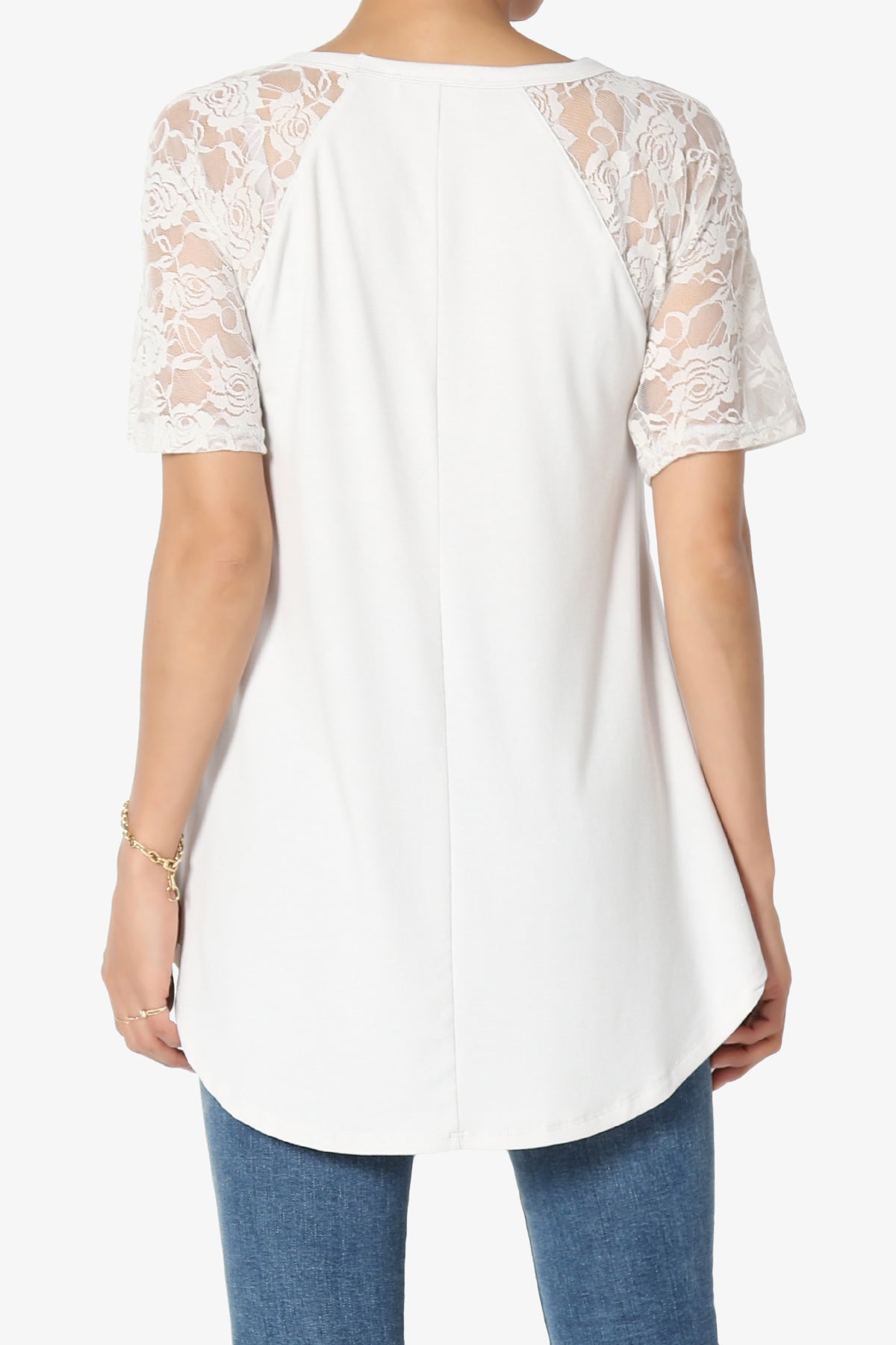 Helisa Lace Sleeve Jersey Top PLUS