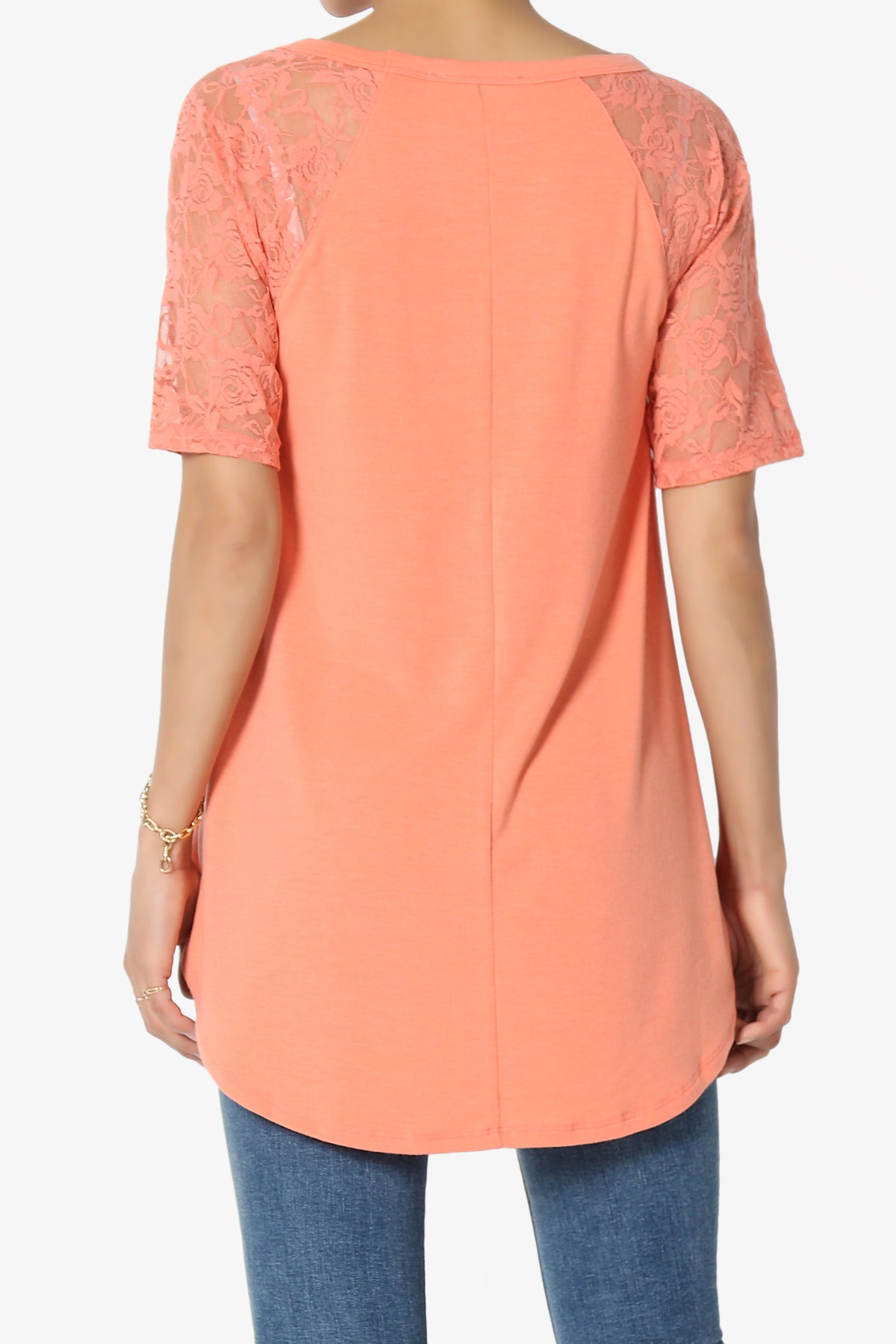 Helisa Lace Sleeve Jersey Top PLUS