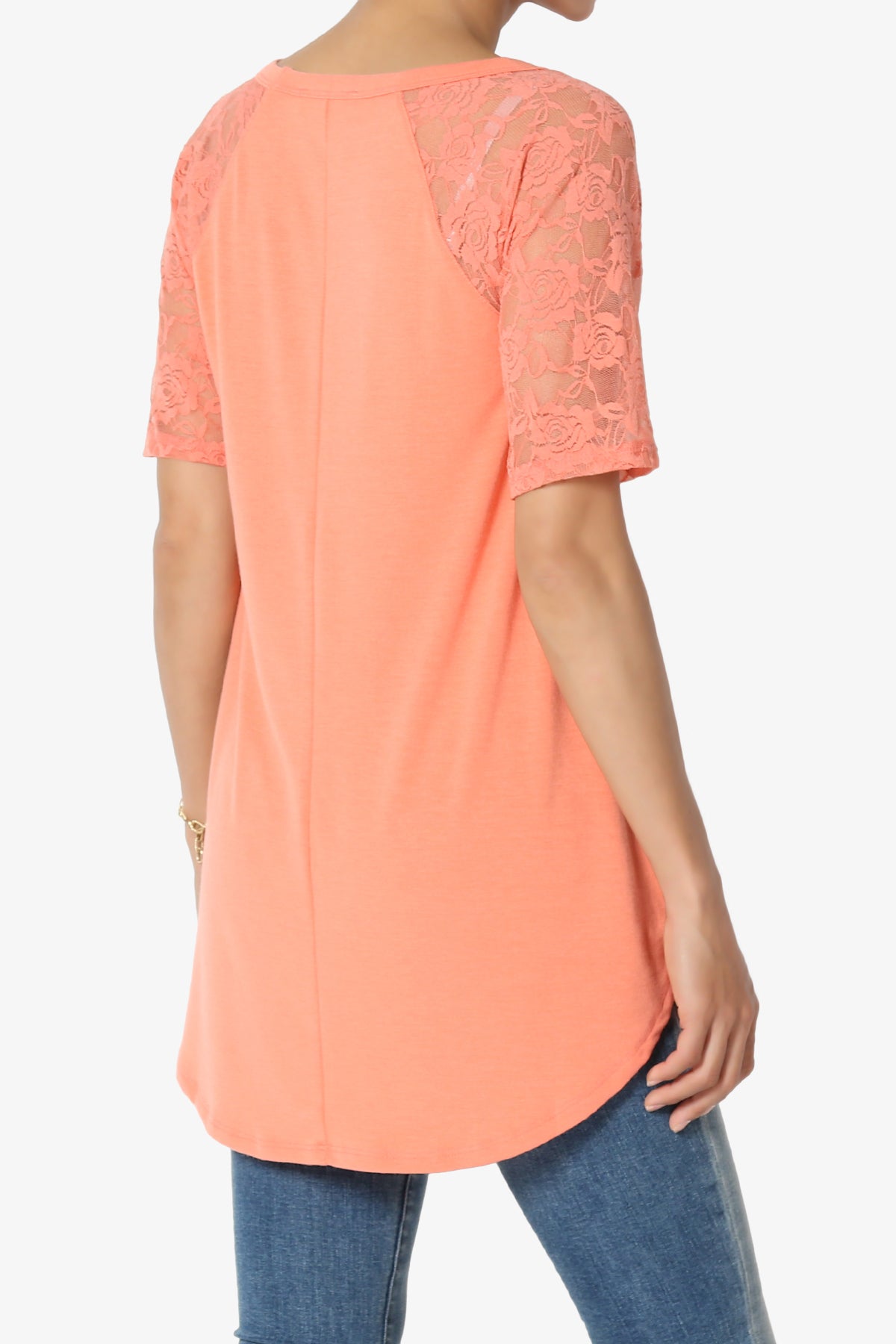 Helisa Lace Sleeve Jersey Top PLUS