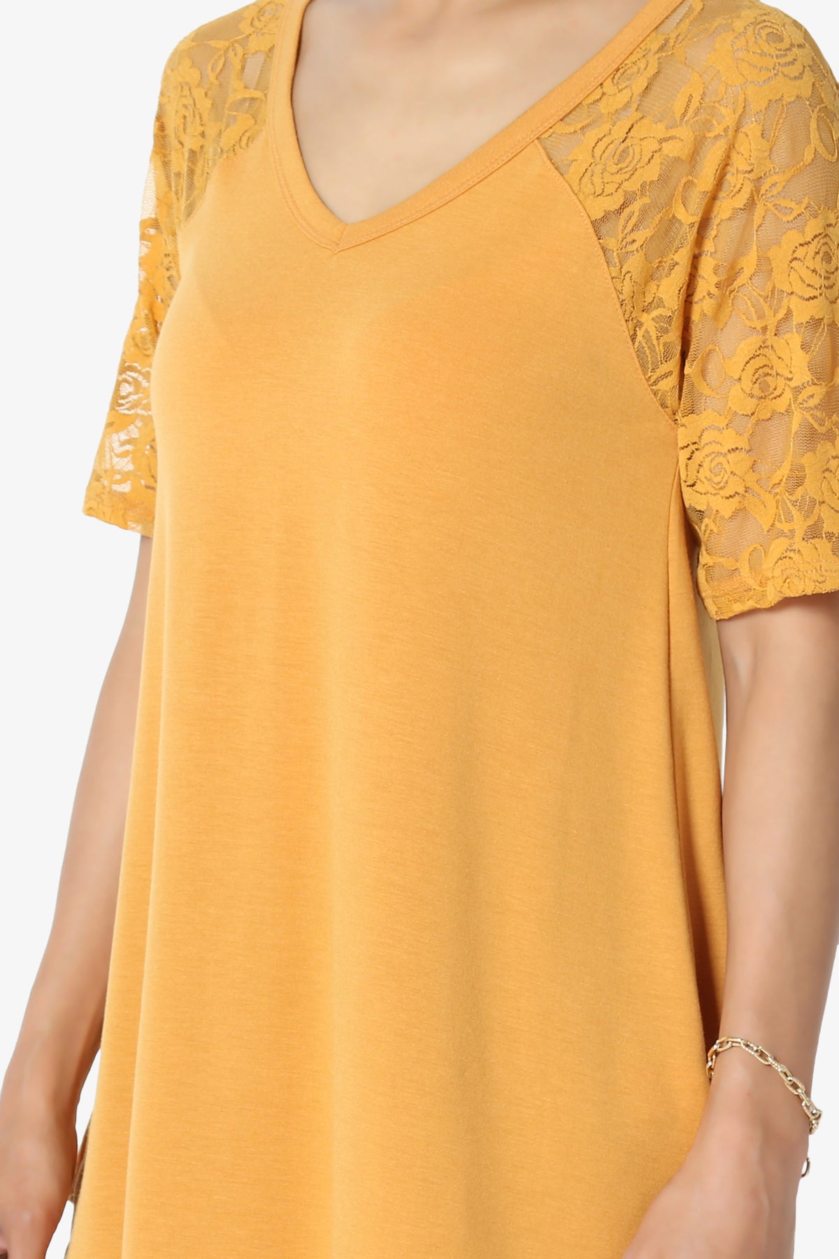 Helisa Lace Sleeve Jersey Top PLUS