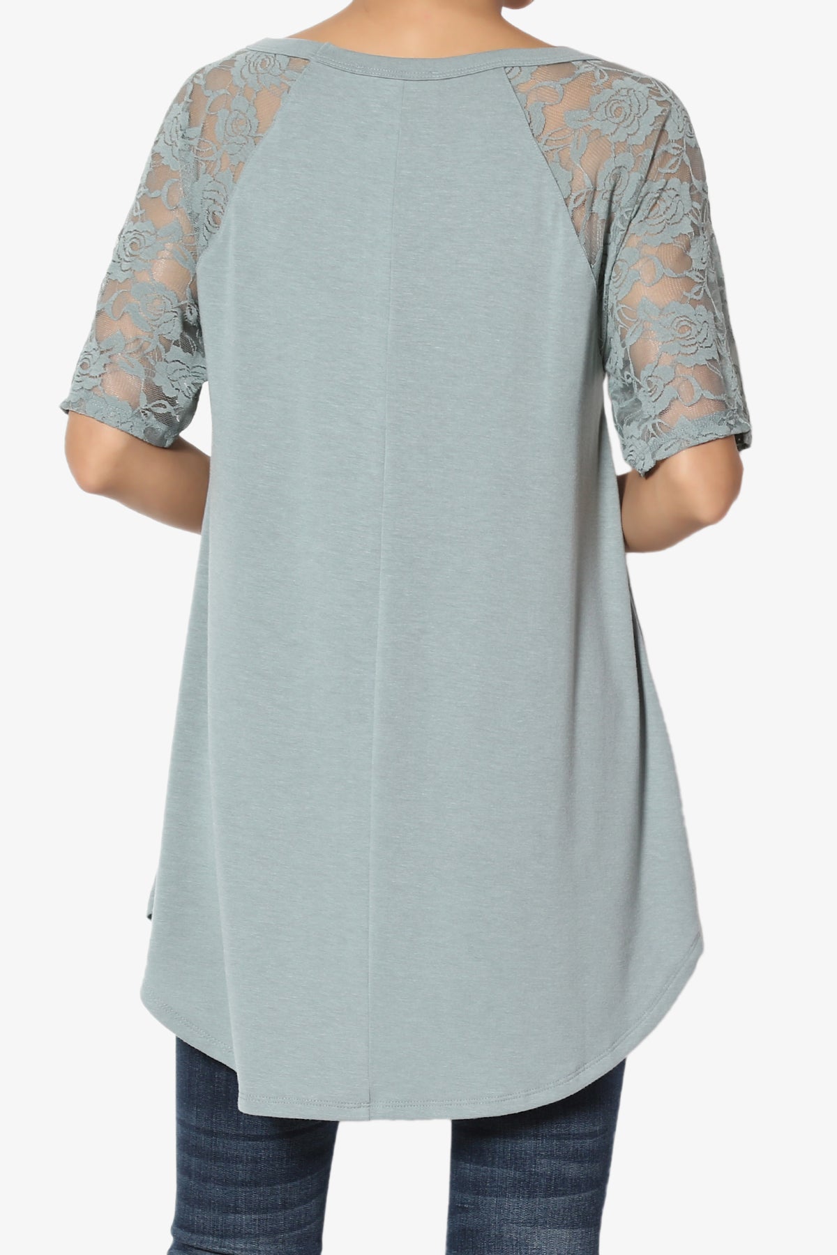 Helisa Lace Sleeve Jersey Top PLUS