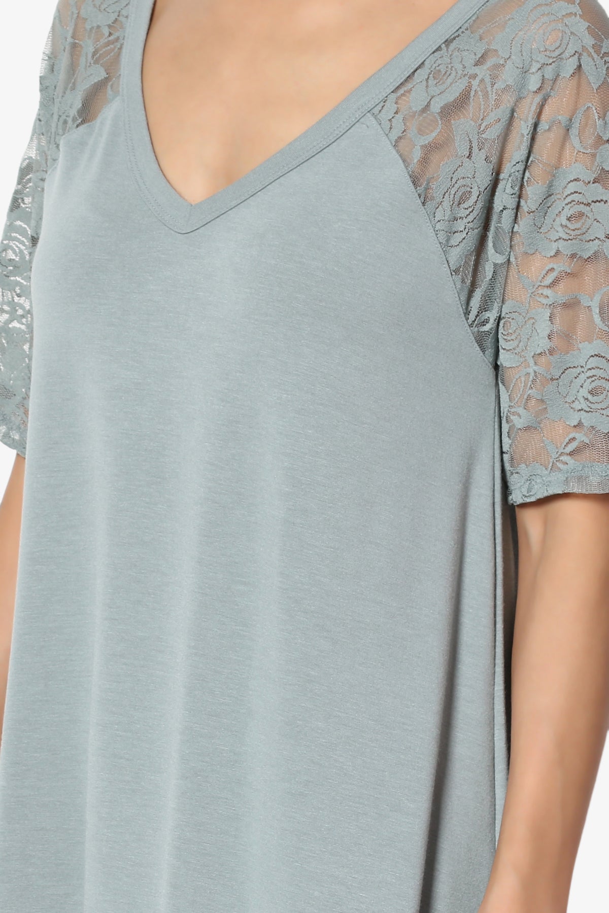 Helisa Lace Sleeve Jersey Top PLUS