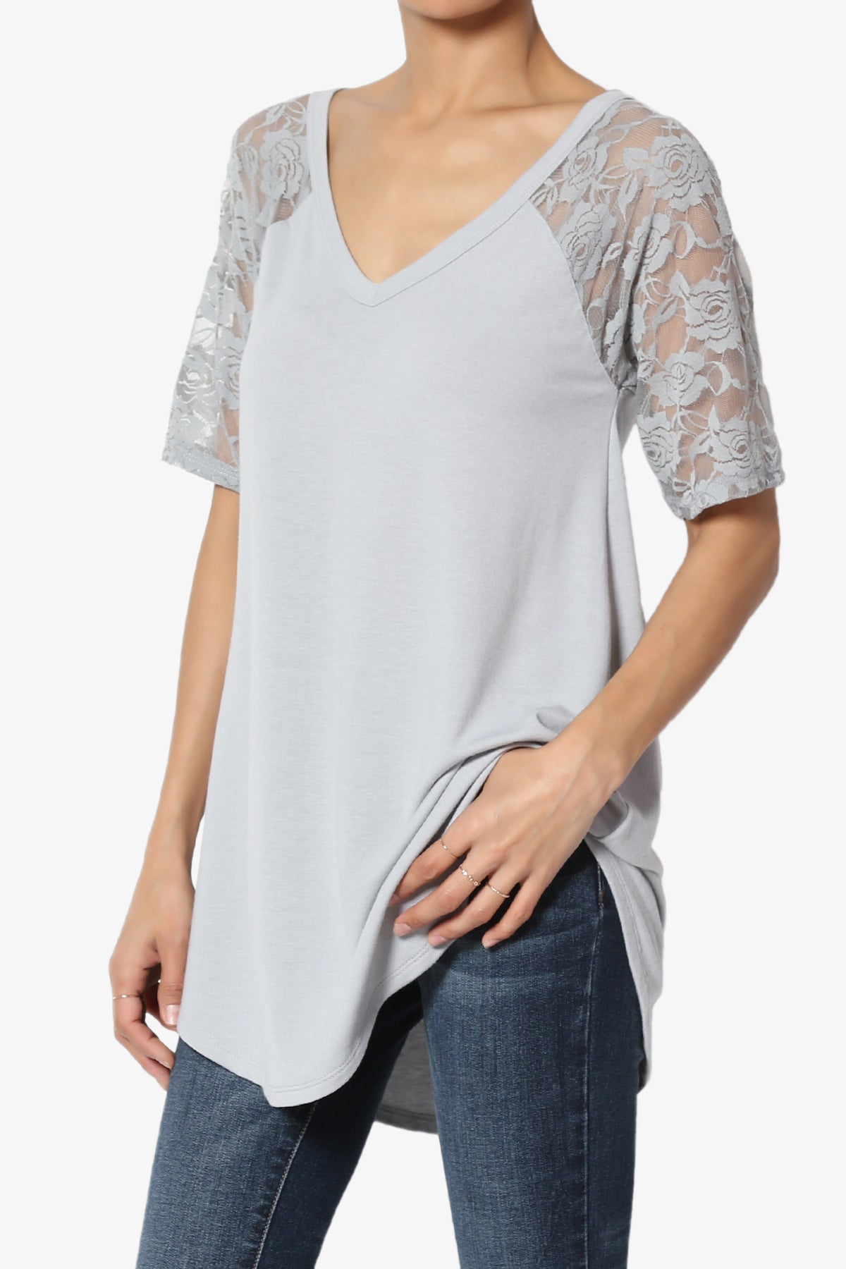 Helisa Lace Sleeve Jersey Top PLUS