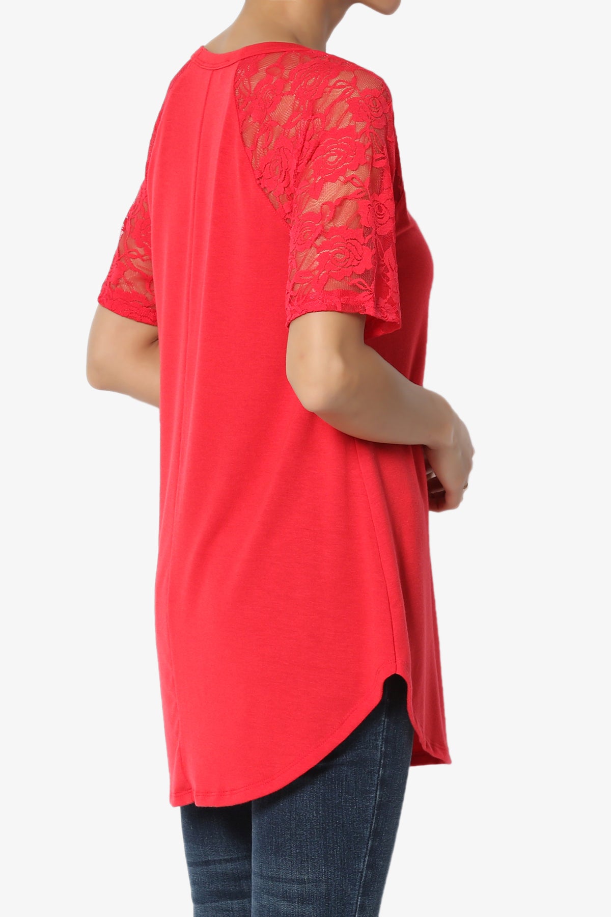 Helisa Lace Sleeve Jersey Top PLUS