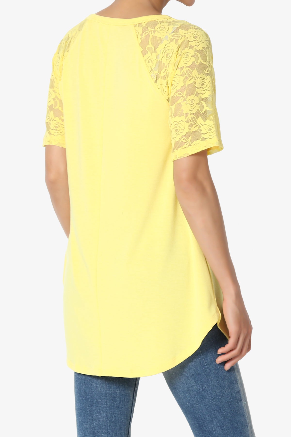 Helisa Lace Sleeve Jersey Top PLUS