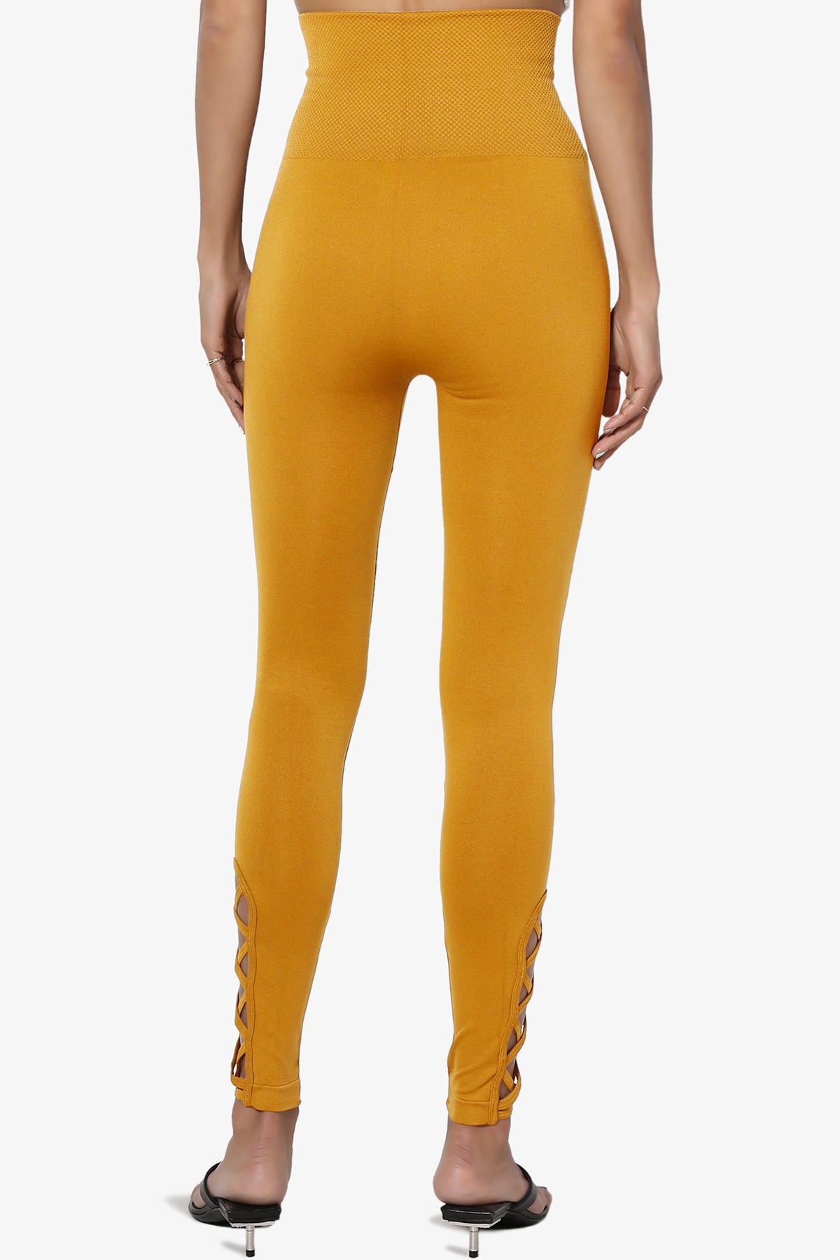 Kodi Tummy Control Lattice Long Leggings MUSTARD_2