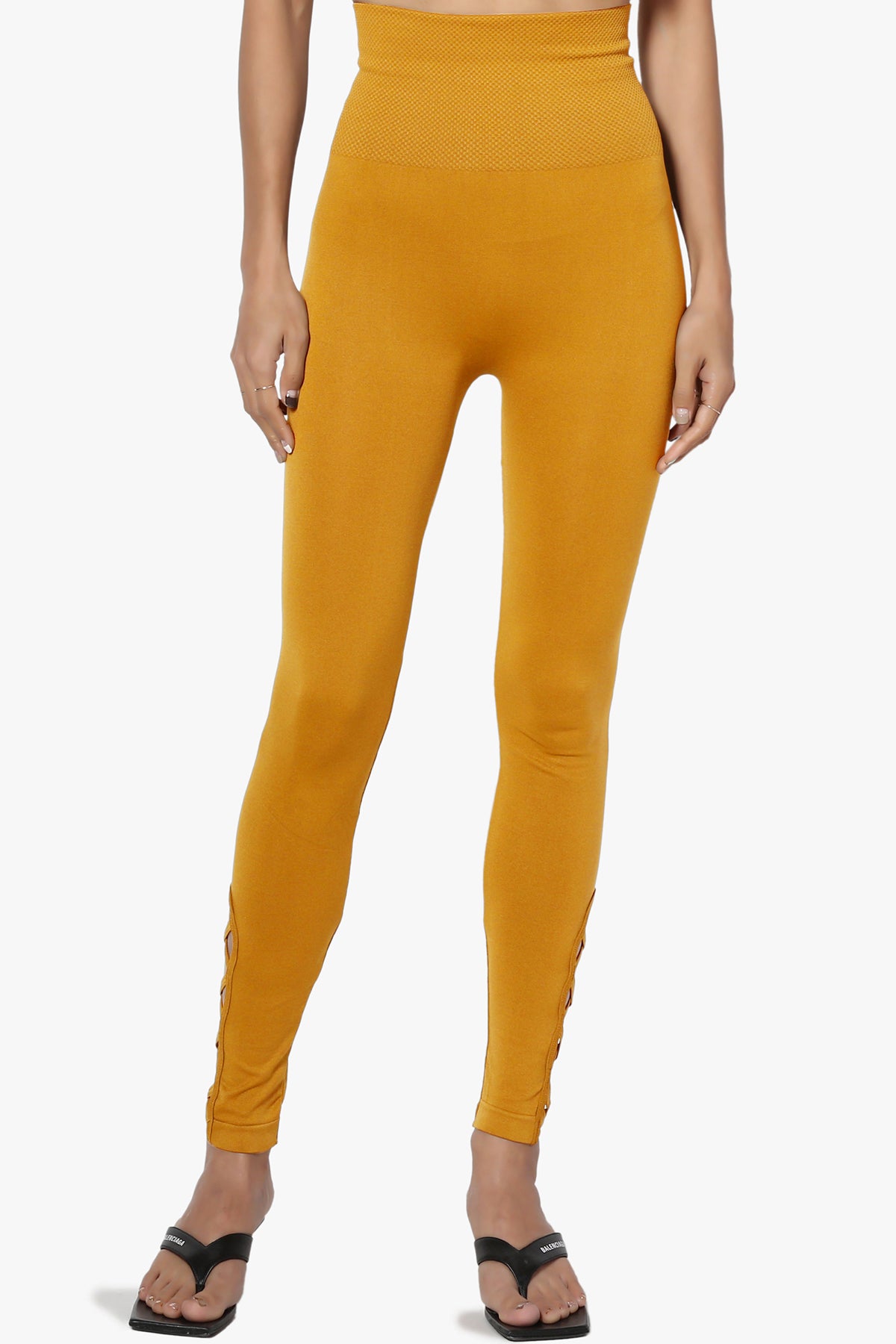 Kodi Tummy Control Lattice Long Leggings MUSTARD_3