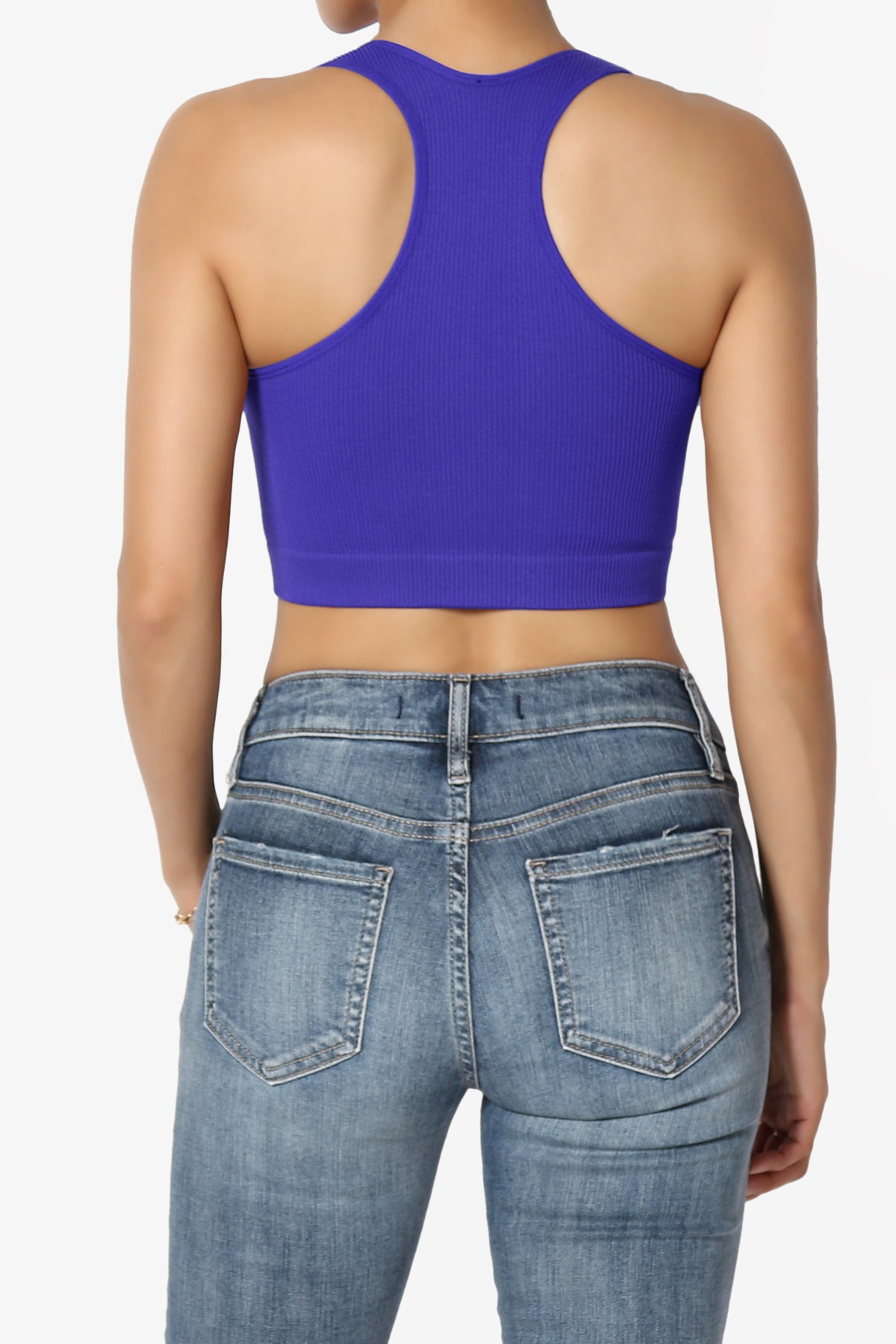 Daliyah Ribbed Seamless Halter Bra Top BRIGHT BLUE_2