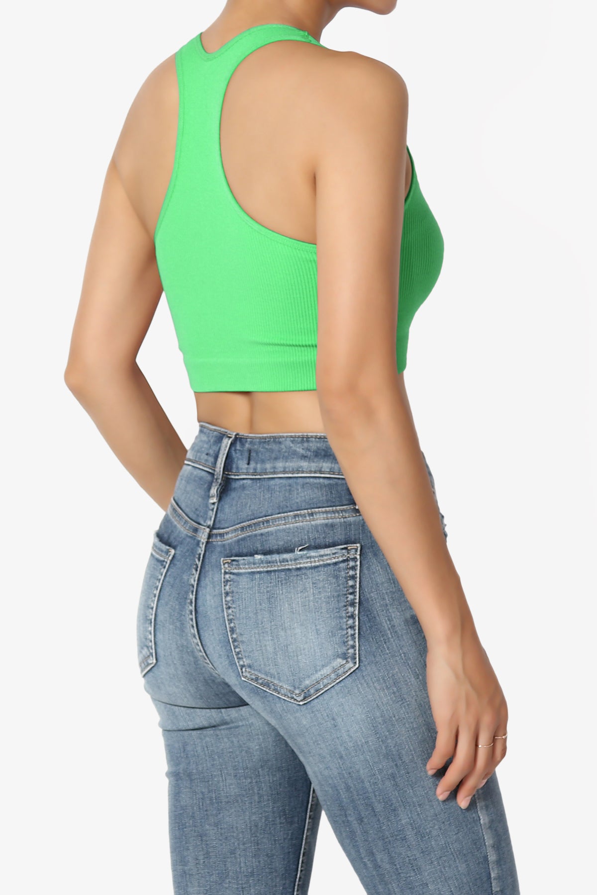Daliyah Ribbed Seamless Halter Bra Top BRIGHT GREEN_4