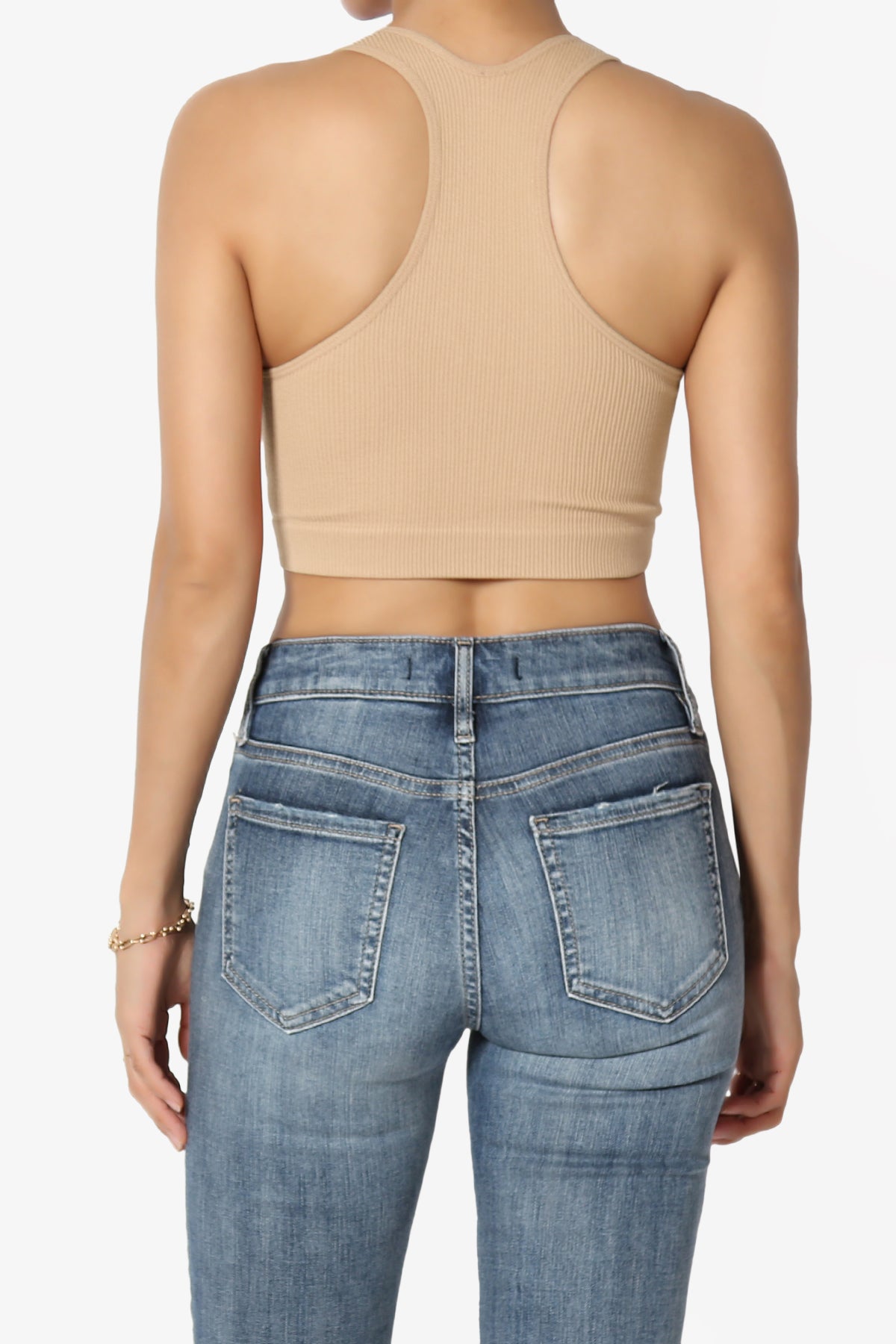 Daliyah Ribbed Seamless Halter Bra Top CAMEL_2