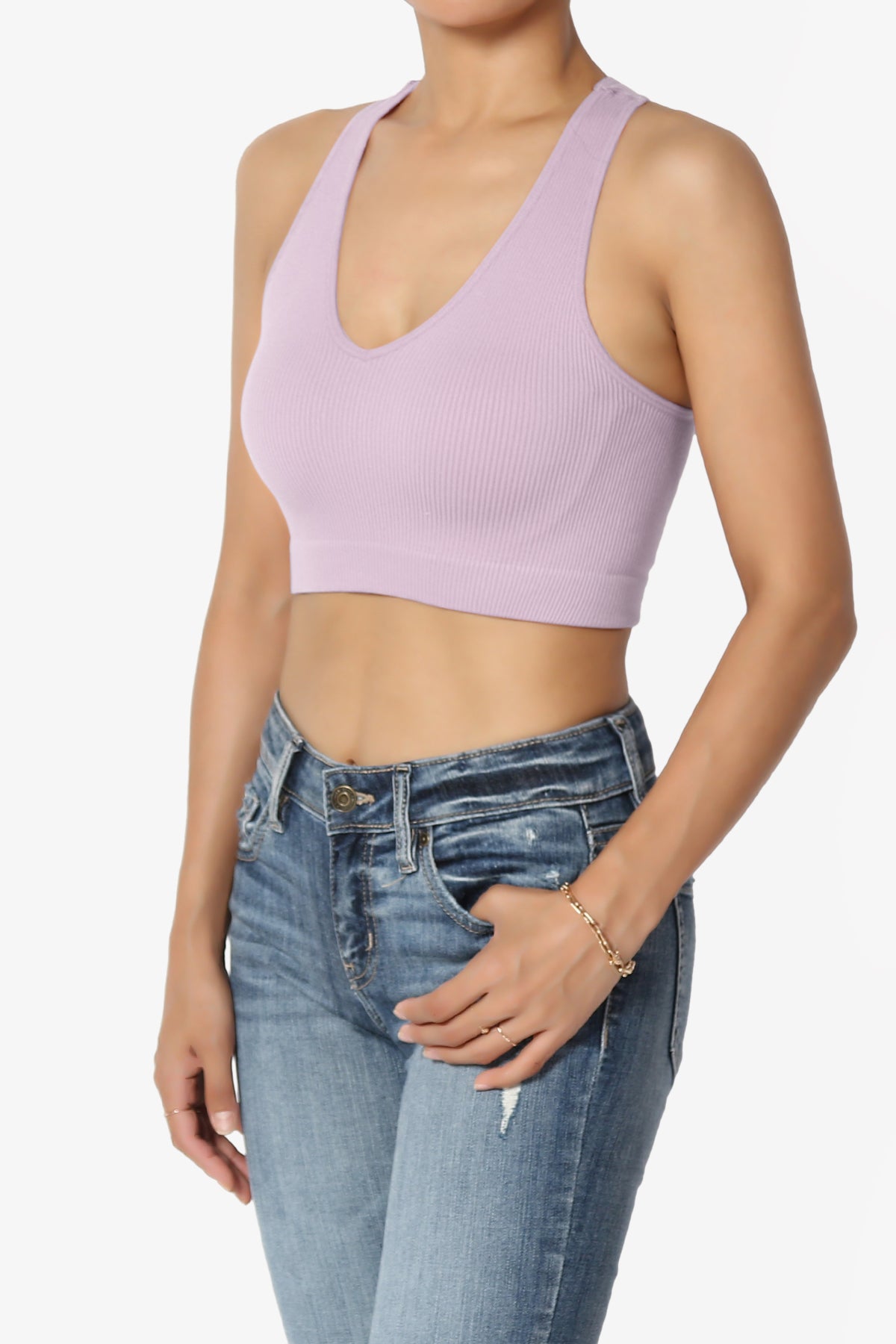 Daliyah Ribbed Seamless Halter Bra Top DUSTY LAVENDER_3
