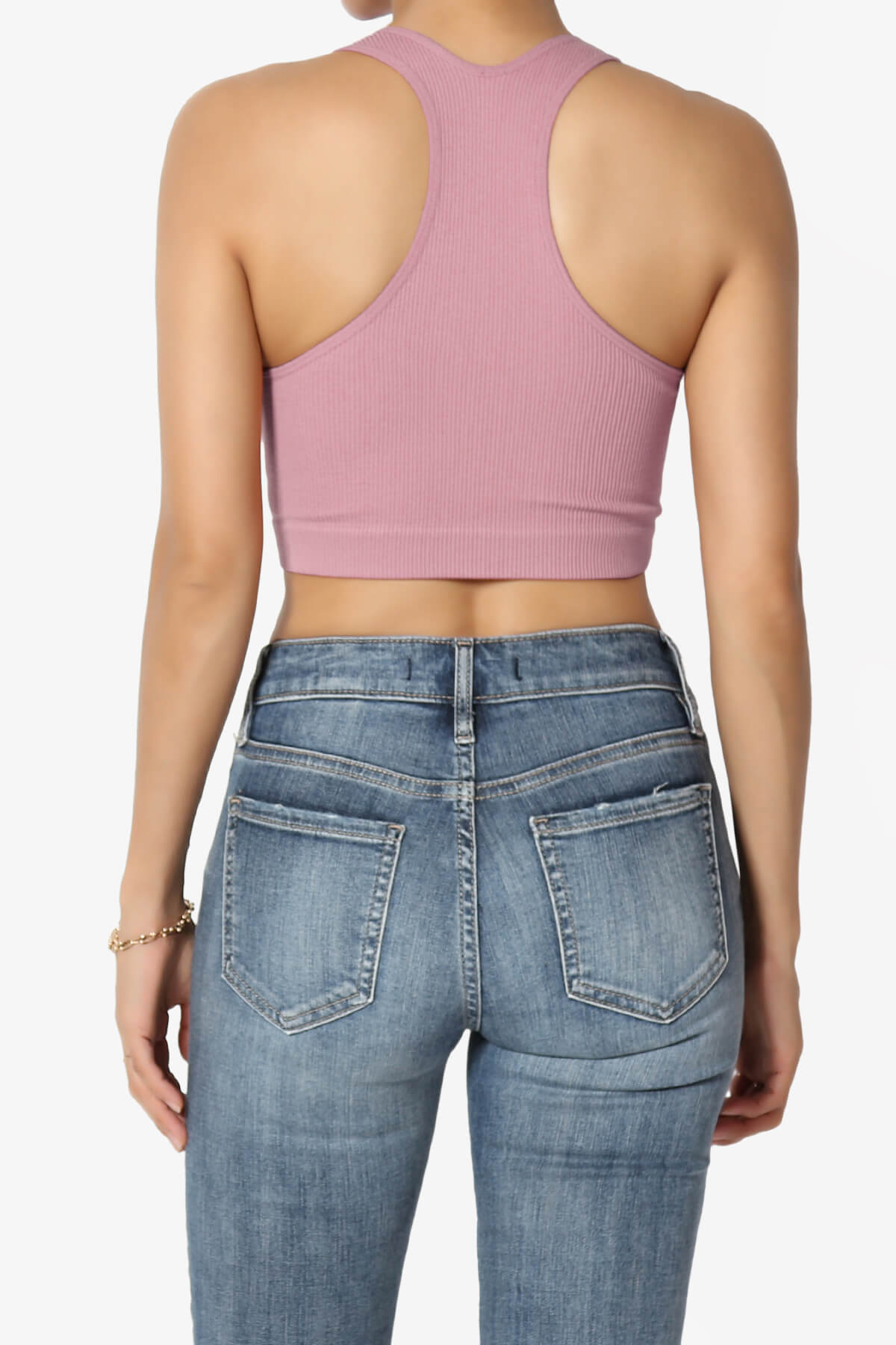 Daliyah Ribbed Seamless Halter Bra Top LIGHT ROSE_2