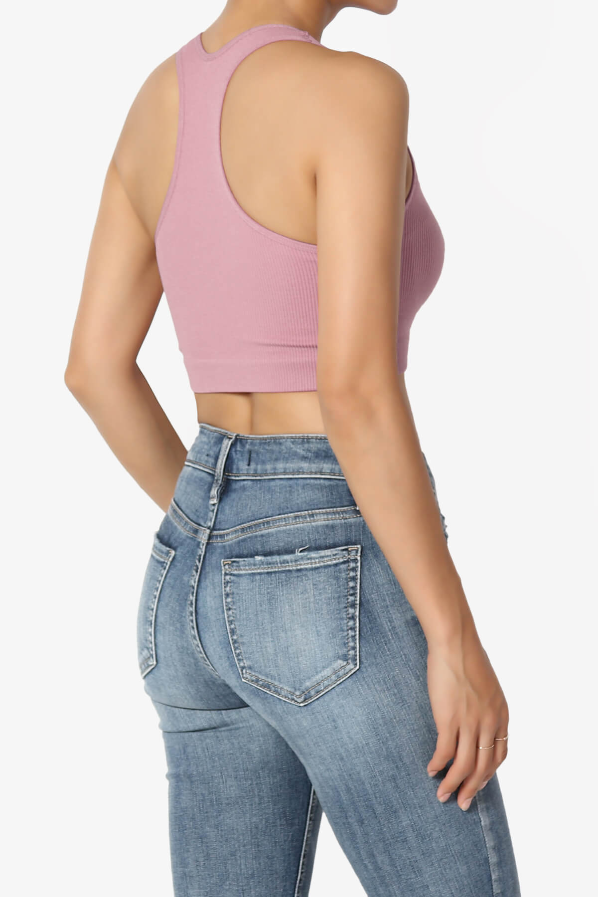 Daliyah Ribbed Seamless Halter Bra Top LIGHT ROSE_4