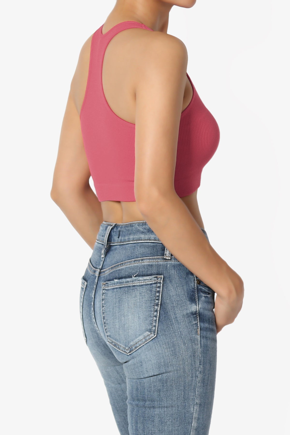 Daliyah Ribbed Seamless Halter Bra Top ROSE_4
