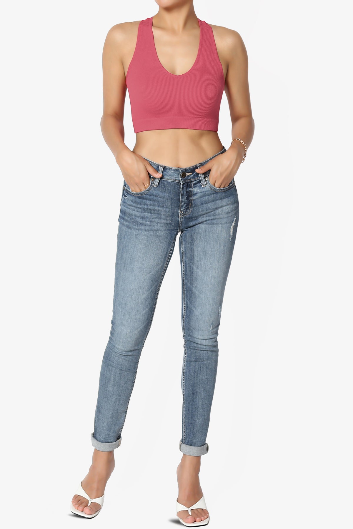 Daliyah Ribbed Seamless Halter Bra Top ROSE_6