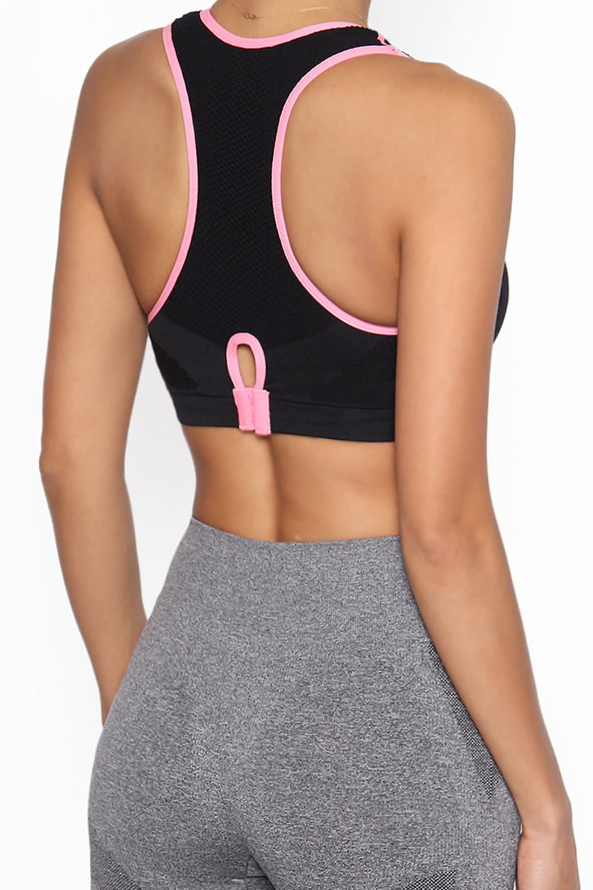 Rubin Mesh Racerback Sports Bra Top BLACK_4