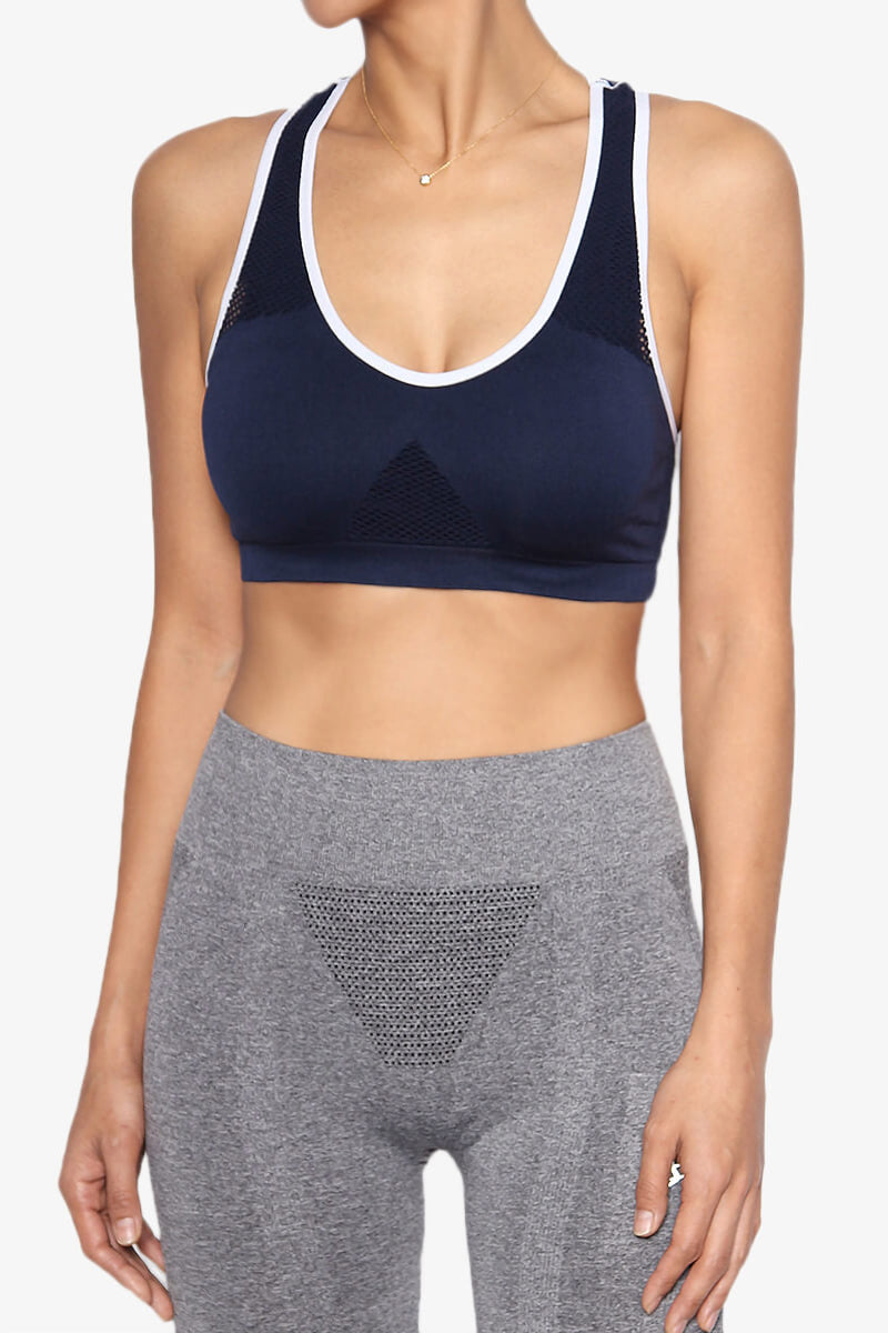 Rubin Mesh Racerback Sports Bra Top NAVY_2