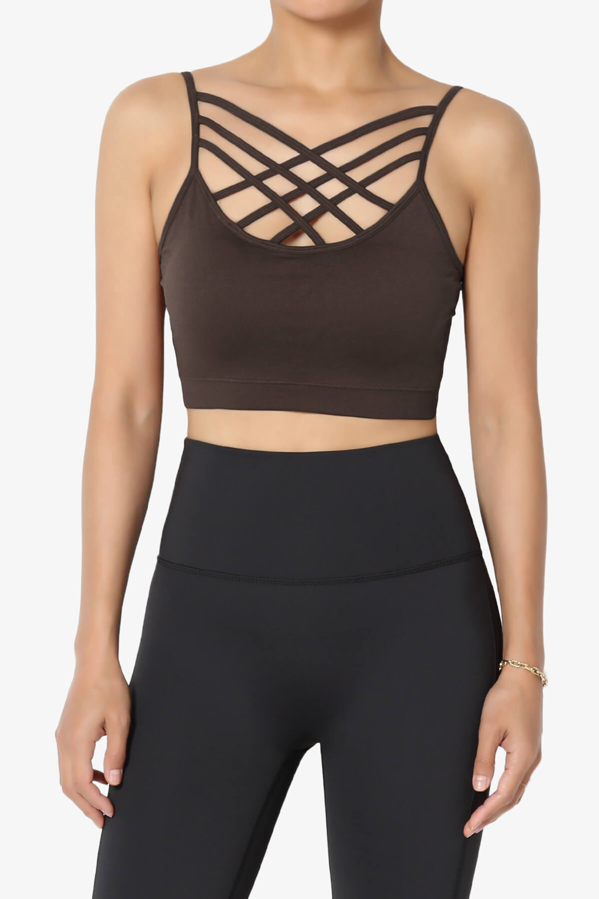 Cally Padded Crisscross Bralette BROWN_1