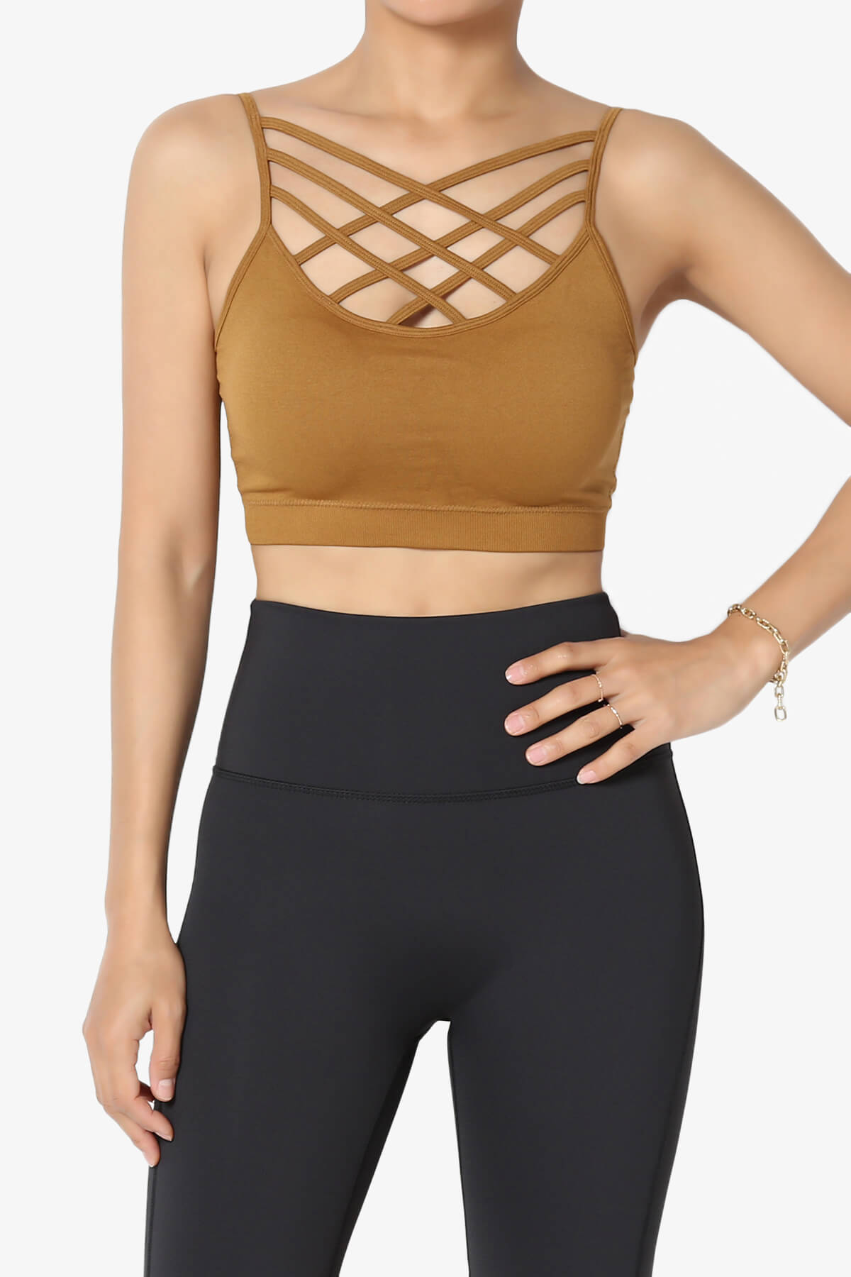 Cally Padded Crisscross Bralette COFFEE_1