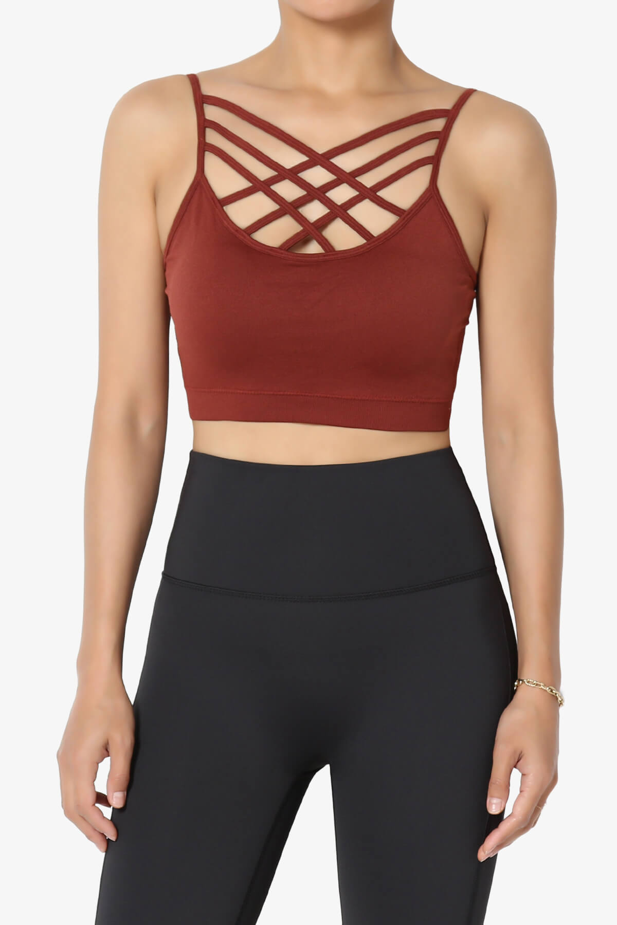 Cally Padded Crisscross Bralette DARK RUST_1