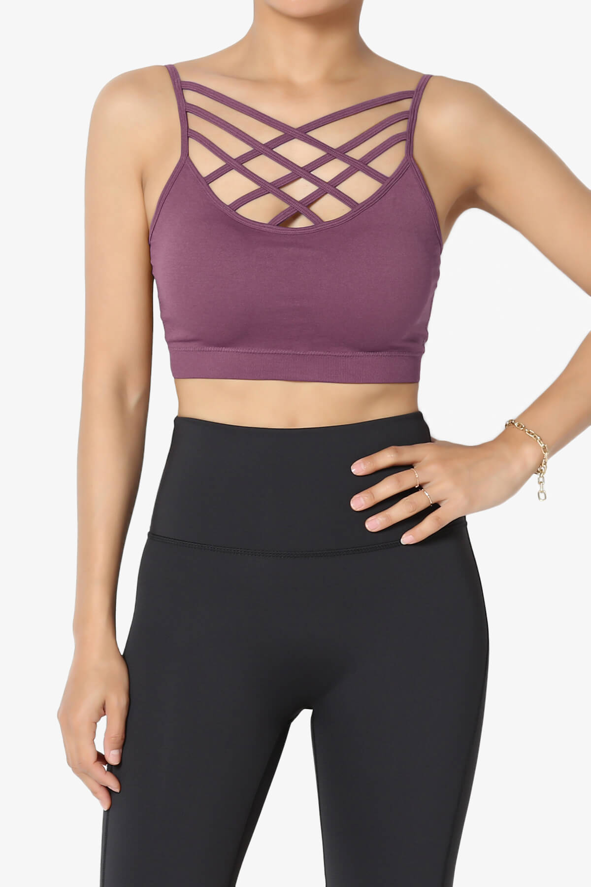 Cally Padded Crisscross Bralette DUSTY PLUM_1