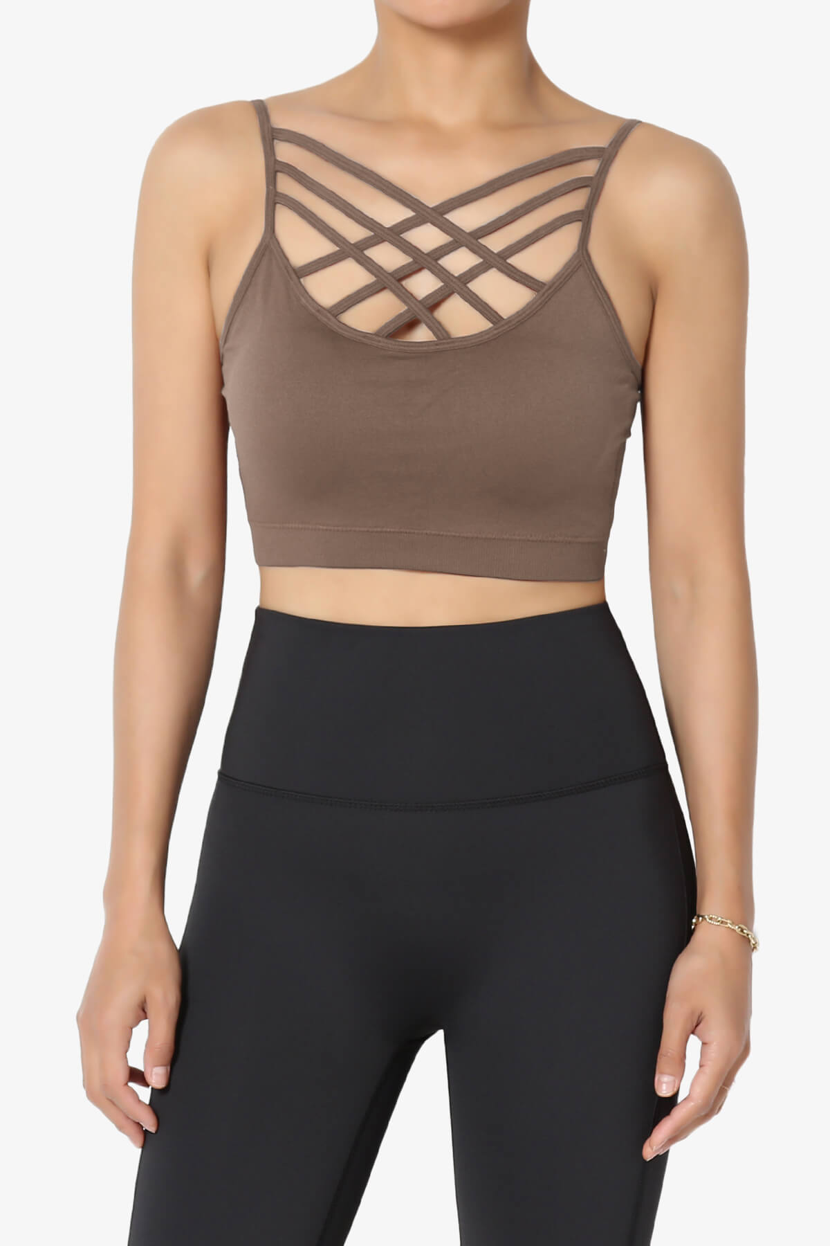 Cally Padded Crisscross Bralette MOCHA_1