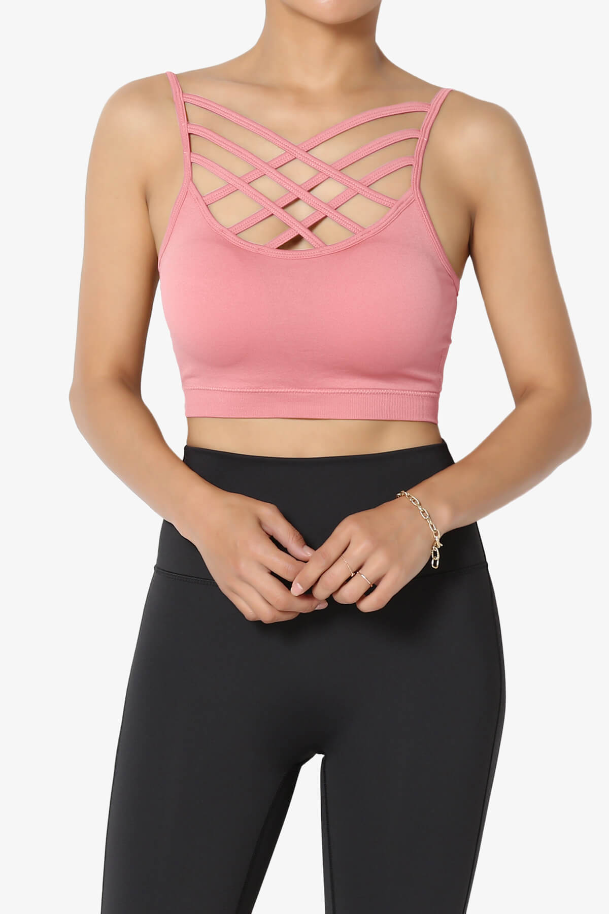Cally Padded Crisscross Bralette ROSE PINK_1