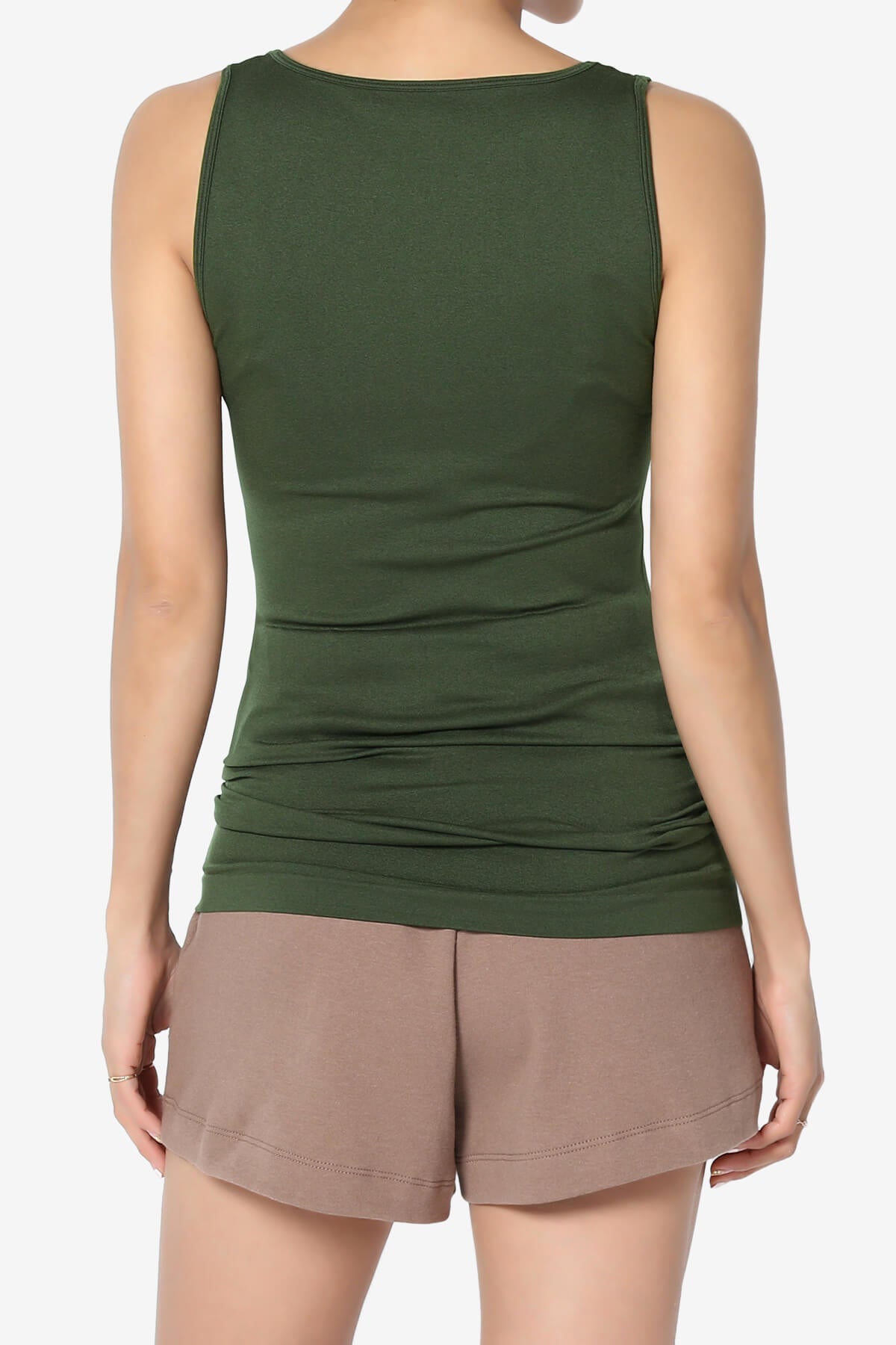Nisha Scoop Neck Seamless Tank Top ARMY GREEN_2