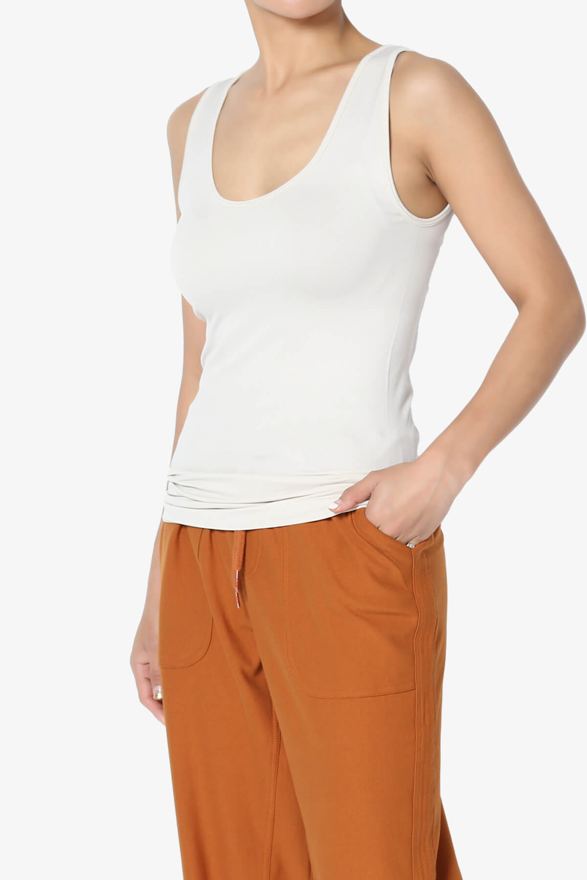 Nisha Scoop Neck Seamless Tank Top BONE_3